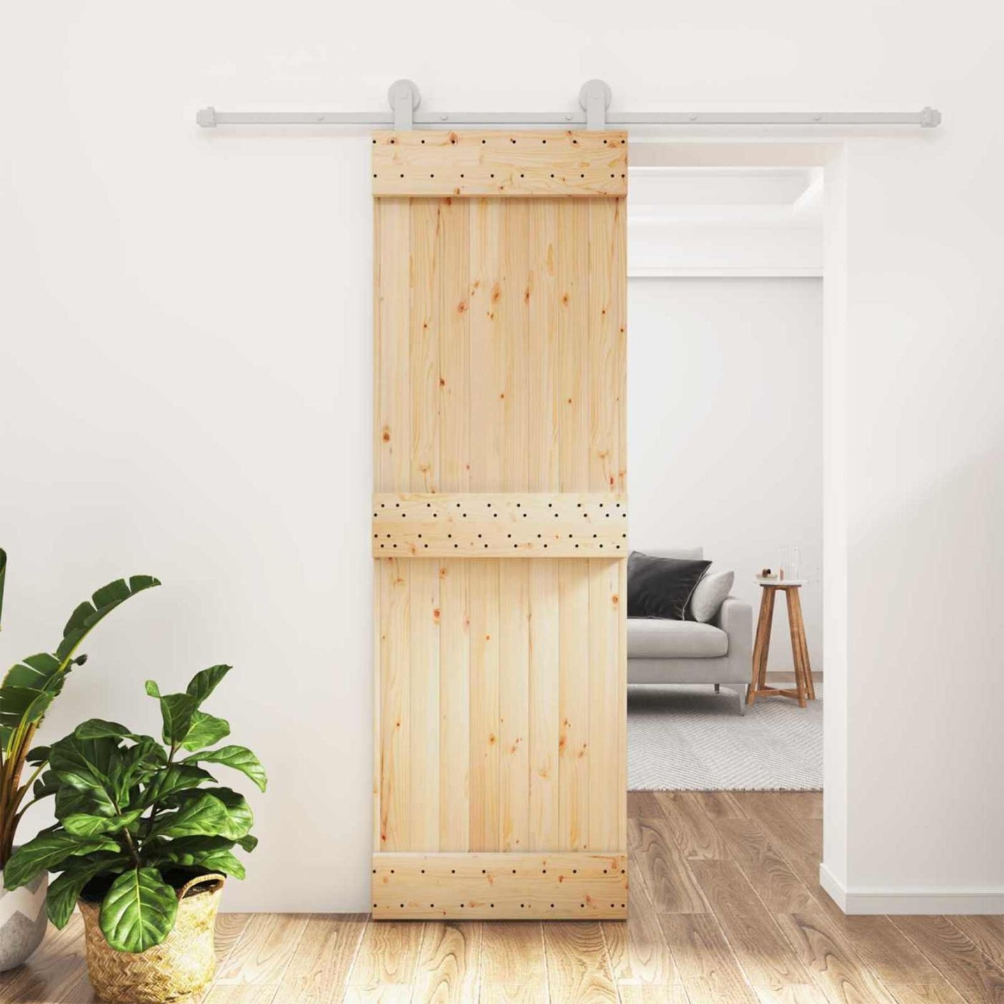 Porte coulissante 70 x 210 cm Bois de pin massif (non traité)