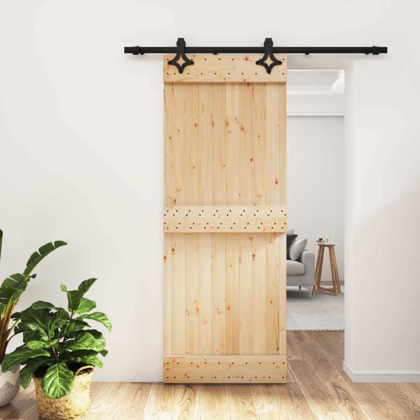 Porte coulissante 80 x 210 cm Bois de pin massif (non traité)