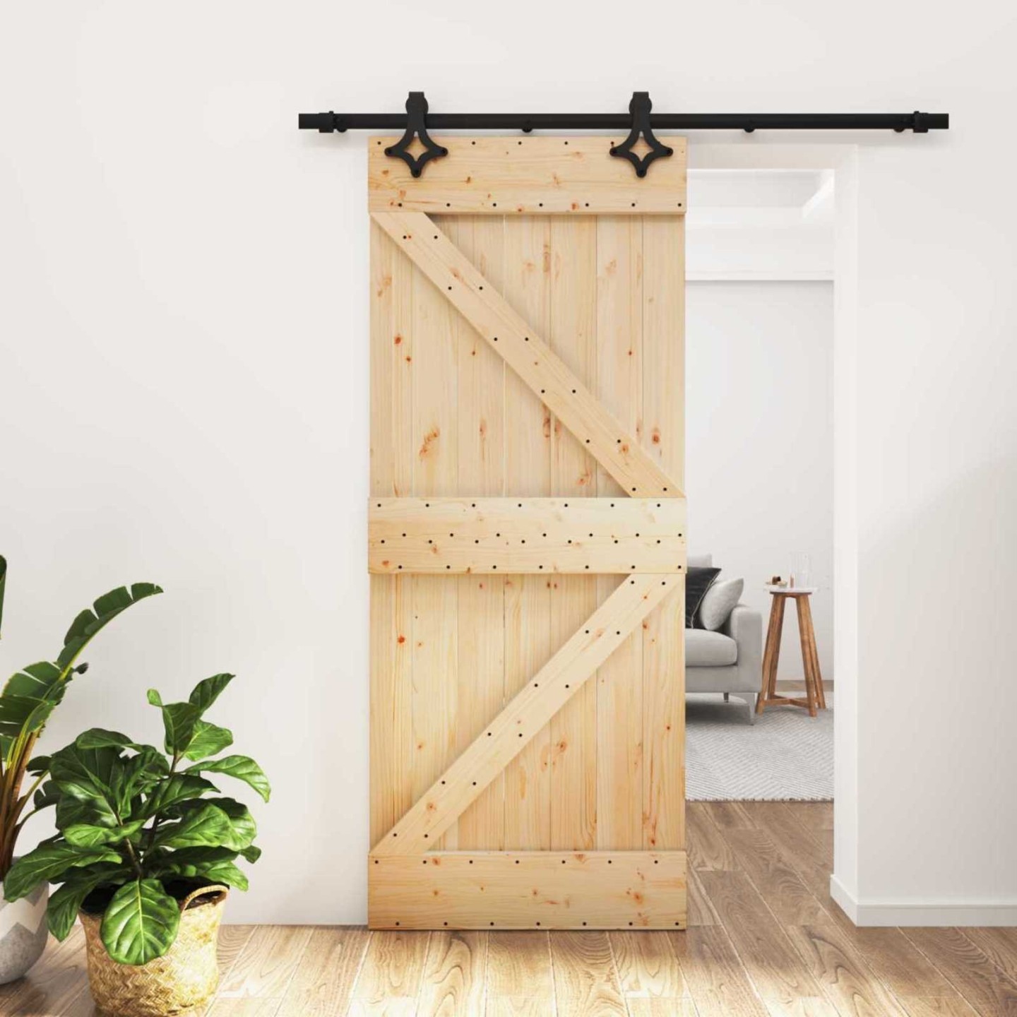 Porte coulissante 85 x 210 cm Bois de pin massif (non traité)