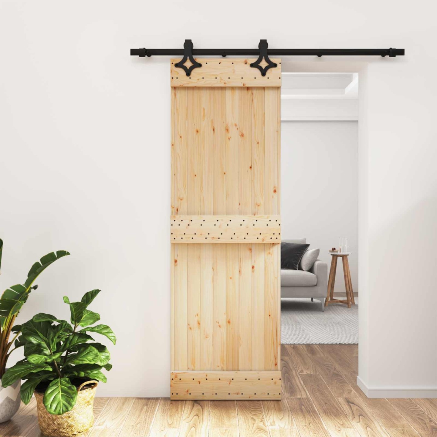 Porte coulissante 70 x 210 cm Bois de pin massif (non traité)