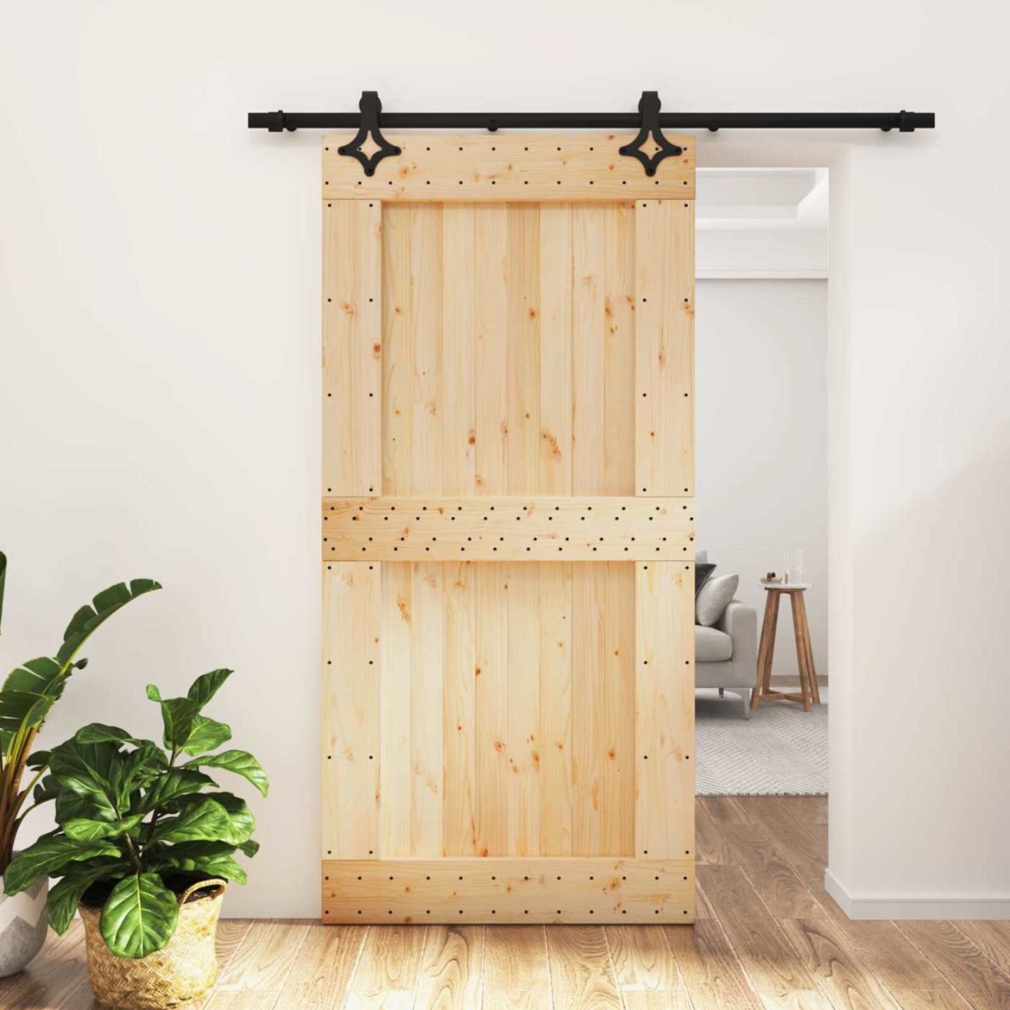 Porte coulissante 100 x 210 cm Bois de pin massif (non traité)