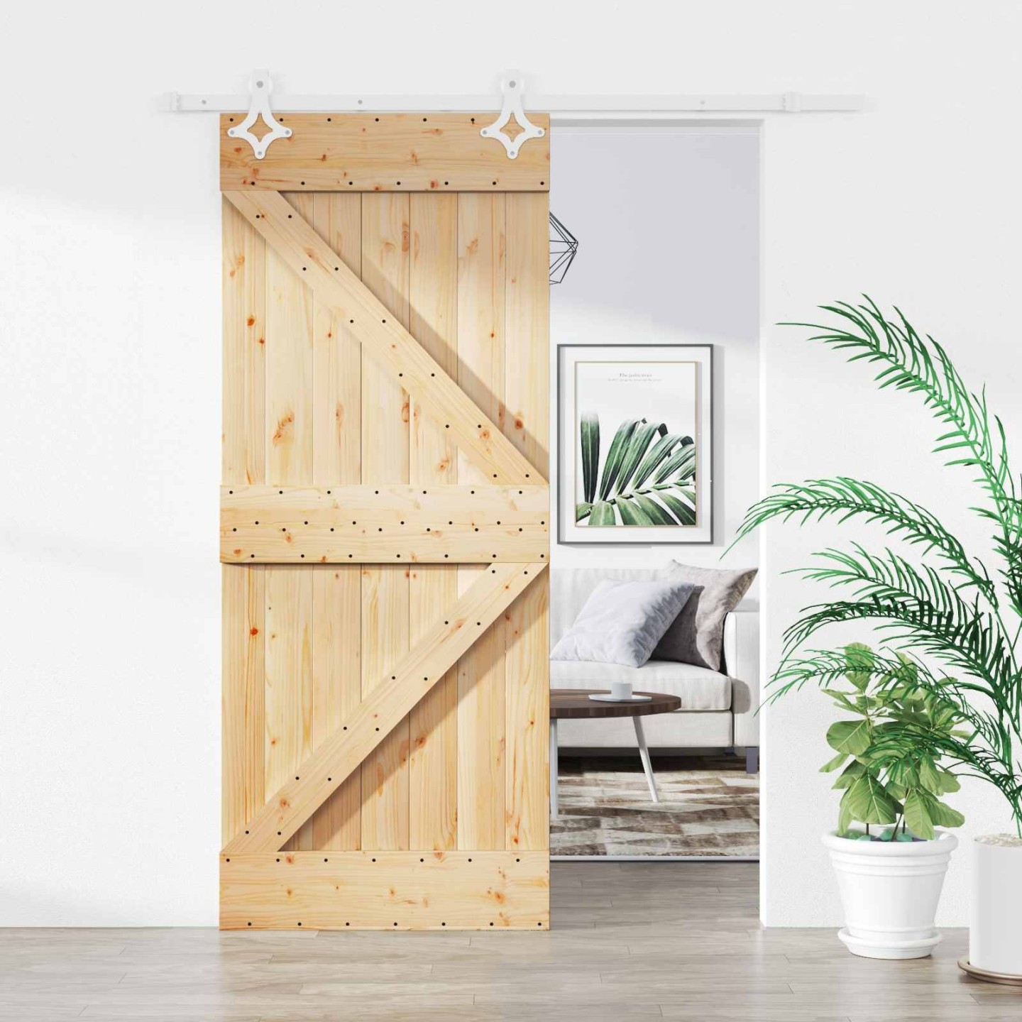 Porte coulissante 85 x 210 cm Bois de pin massif (non traité)