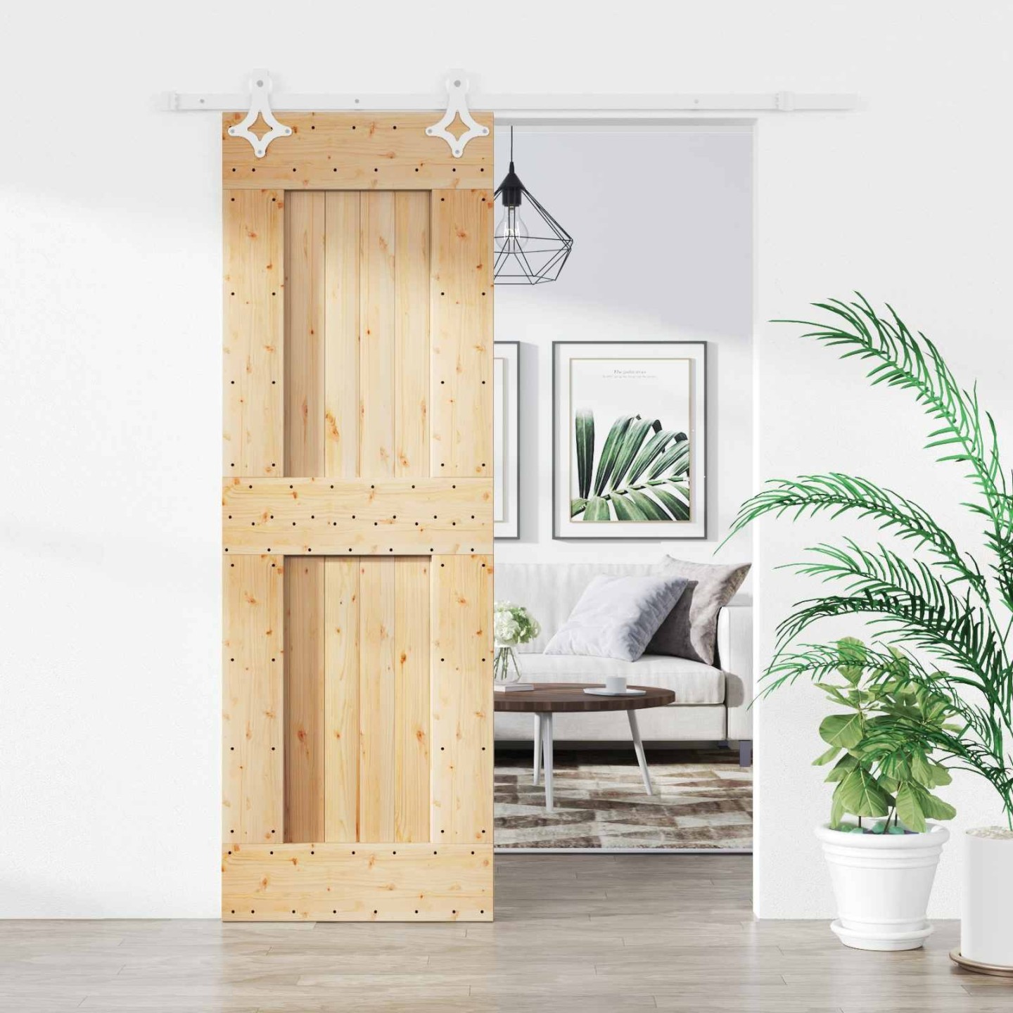 Porte coulissante 70 x 210 cm Bois de pin massif (non traité)