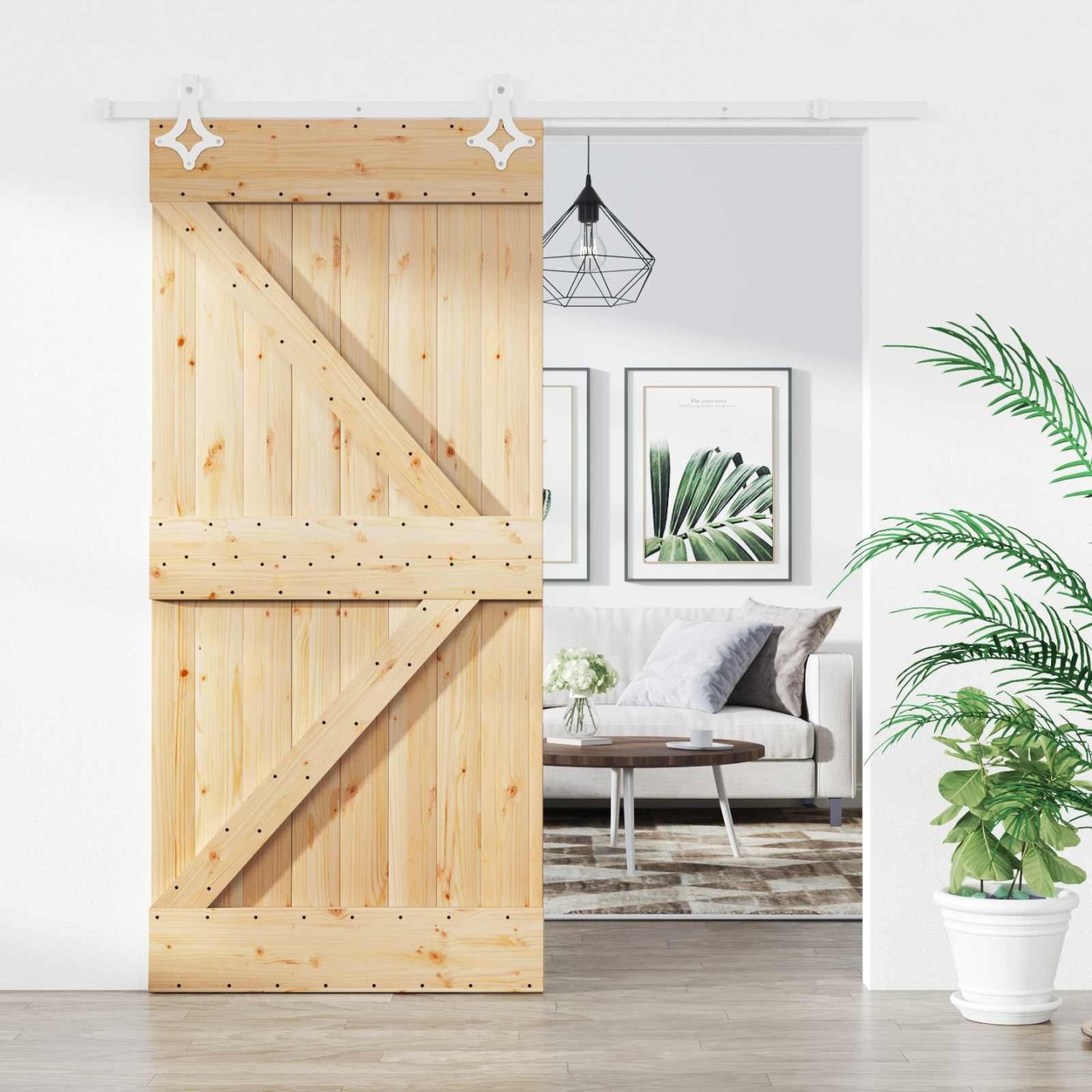 Porte coulissante 95 x 210 cm Bois de pin massif (non traité)