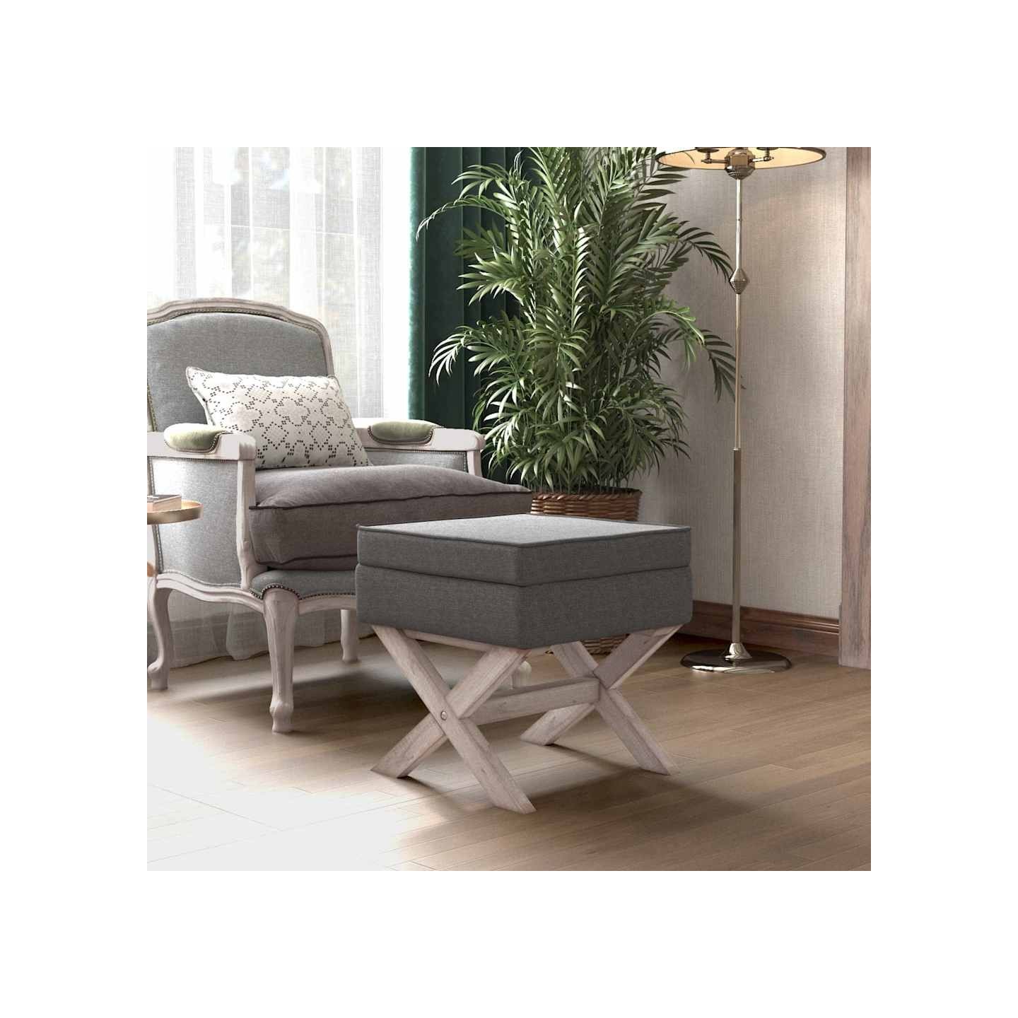 Tabouret de rangement Gris foncé 45x45x49 cm Tissu