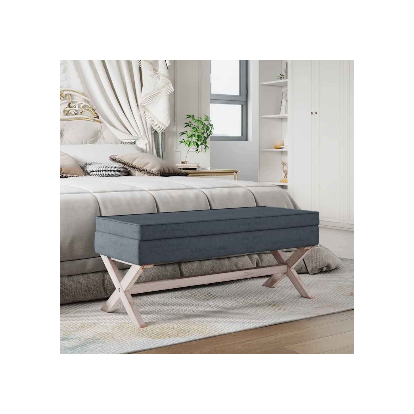 Tabouret de rangement Gris foncé 110x45x49 cm Velours