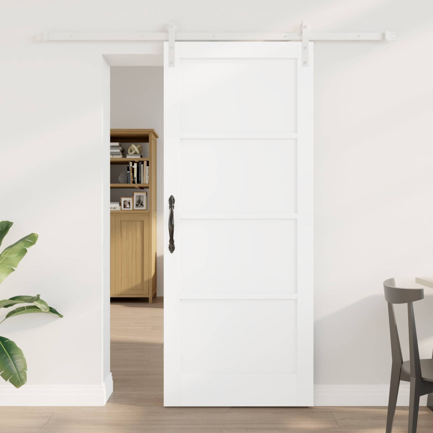 Porte coulissante 83 x 202 cm Bois de pin massif Blanc