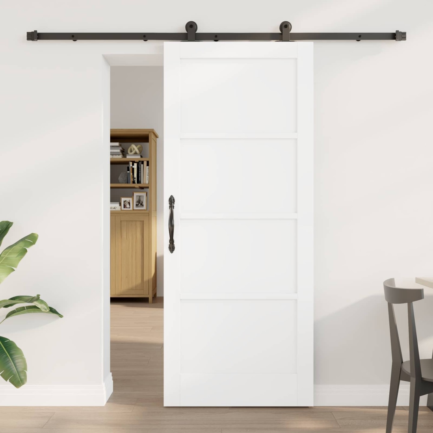 Porte coulissante ORKDAL 83 x 202 cm Bois de pin massif Blanc