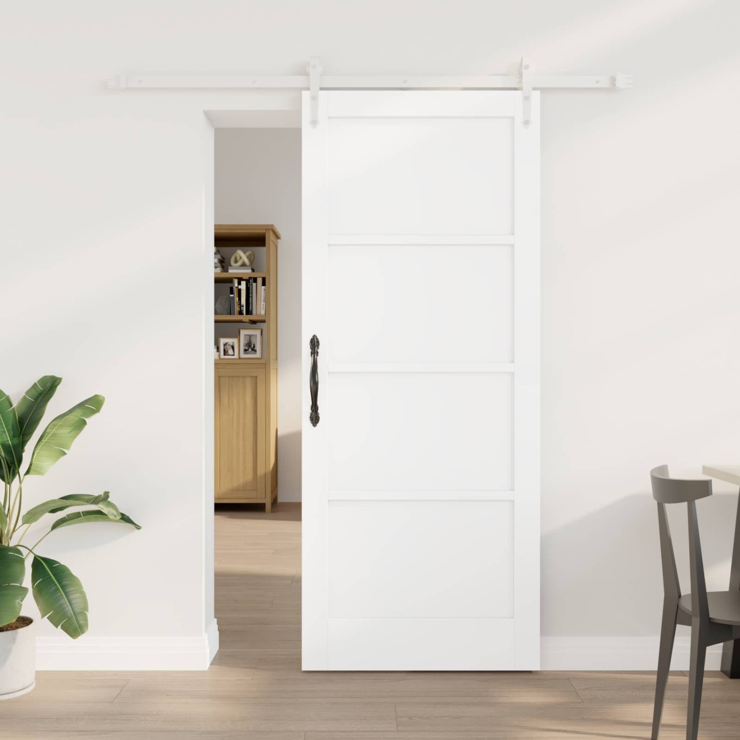 Porte coulissante ORKDAL 83 x 202 cm Bois de pin massif Blanc