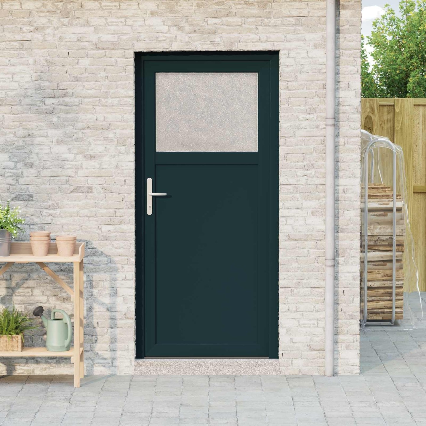 Porte d'entrée latérale 98 x 198 cm PVC Anthracite