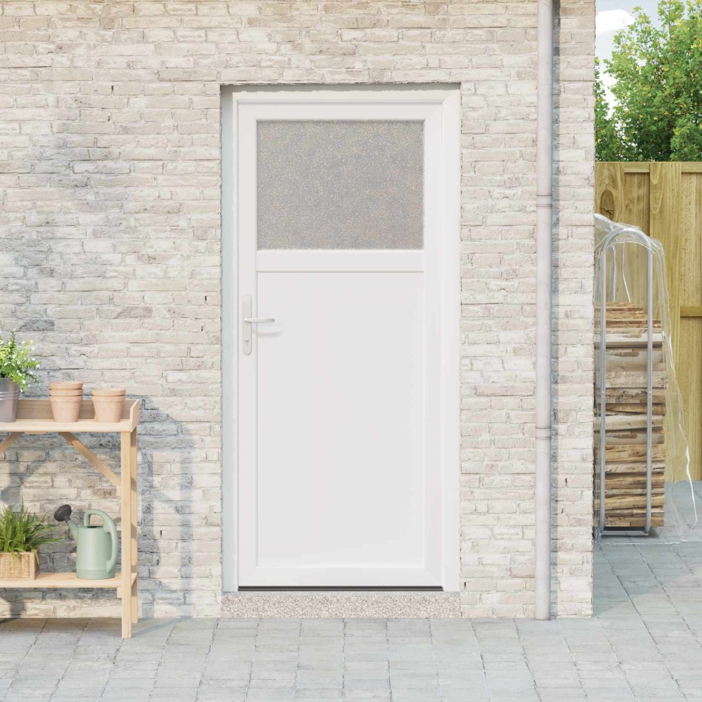 Porte d'entrée latérale 88 x 198 cm PVC Blanc