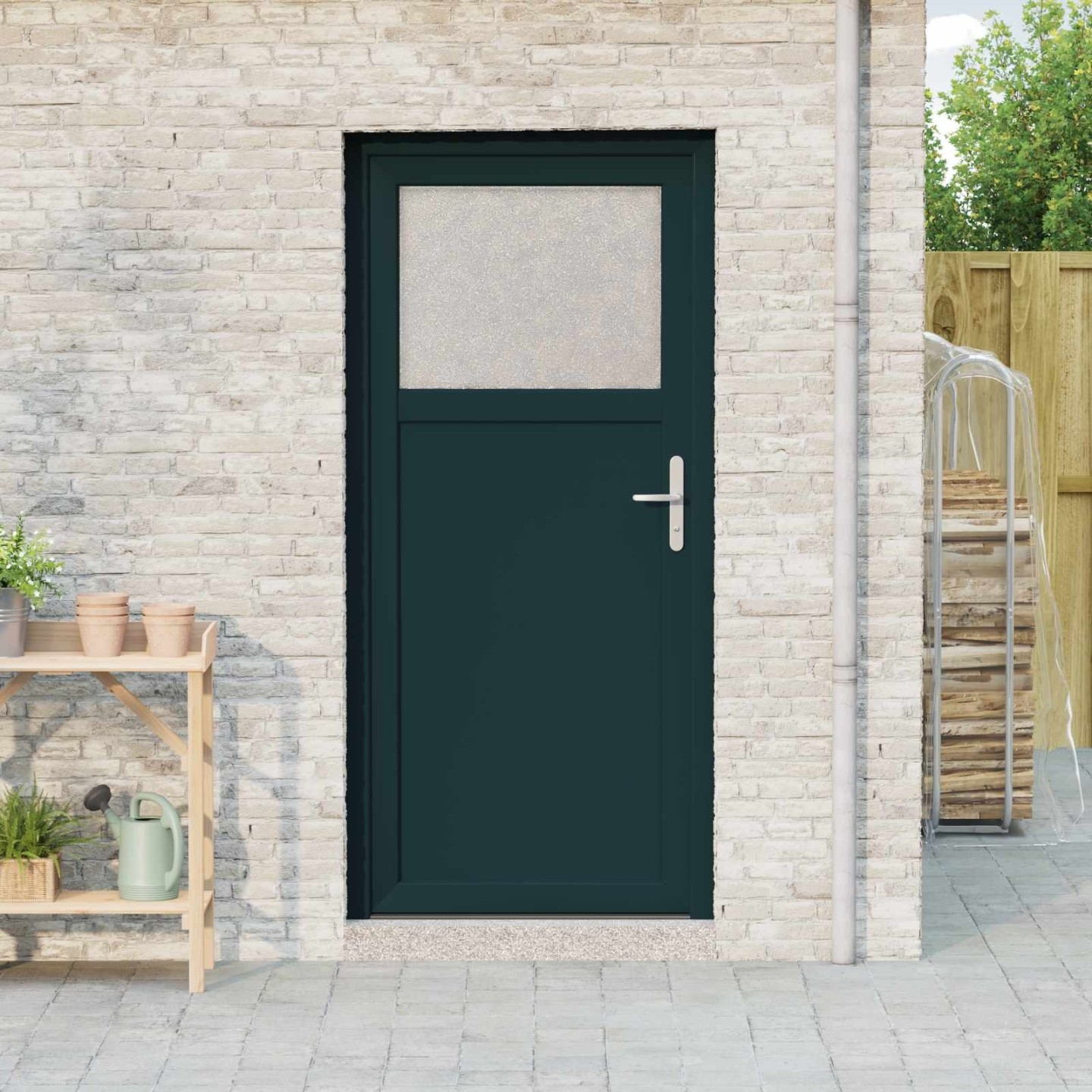 Porte d'entrée latérale 98 x 198 cm PVC Anthracite