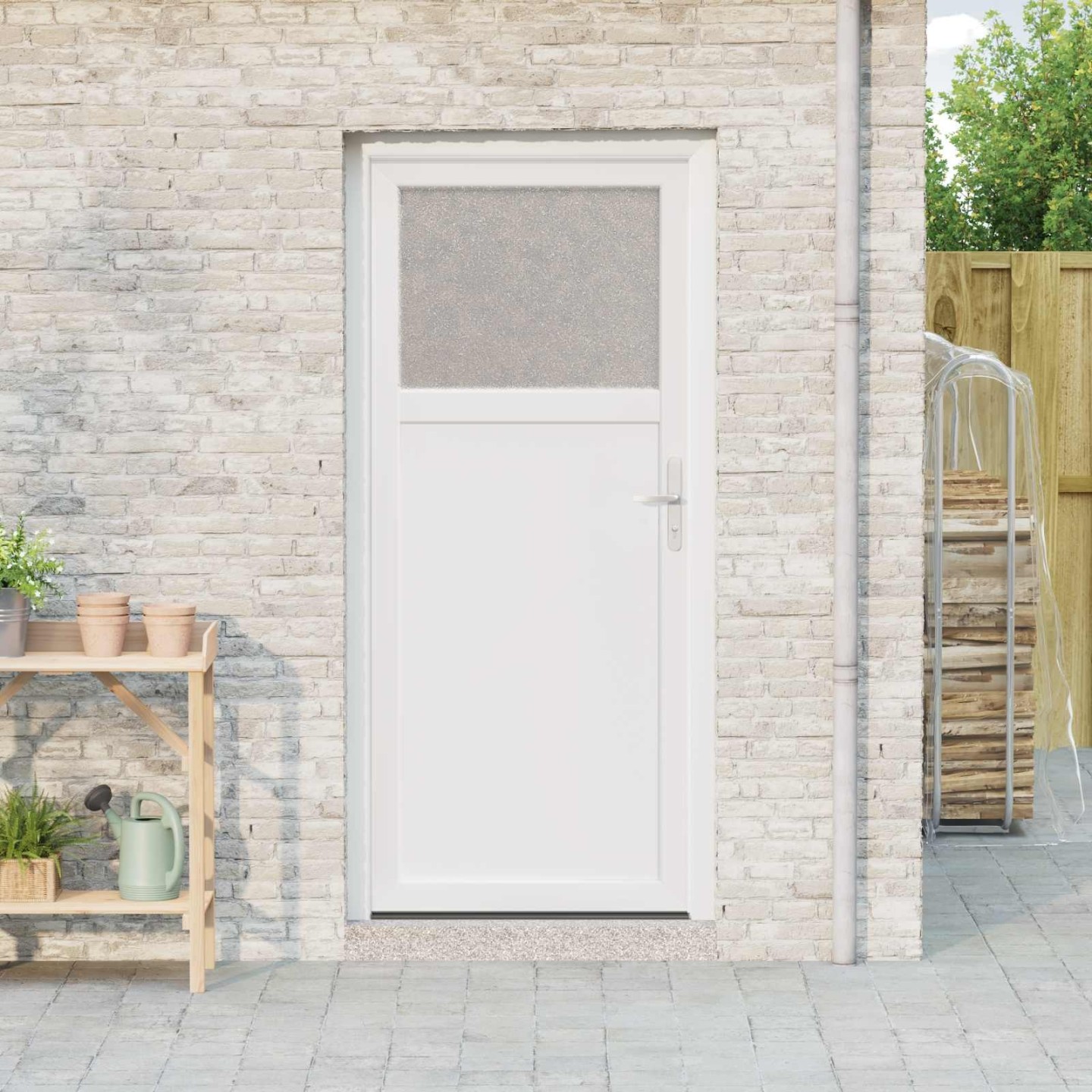 Porte d'entrée latérale 88 x 198 cm PVC Blanc