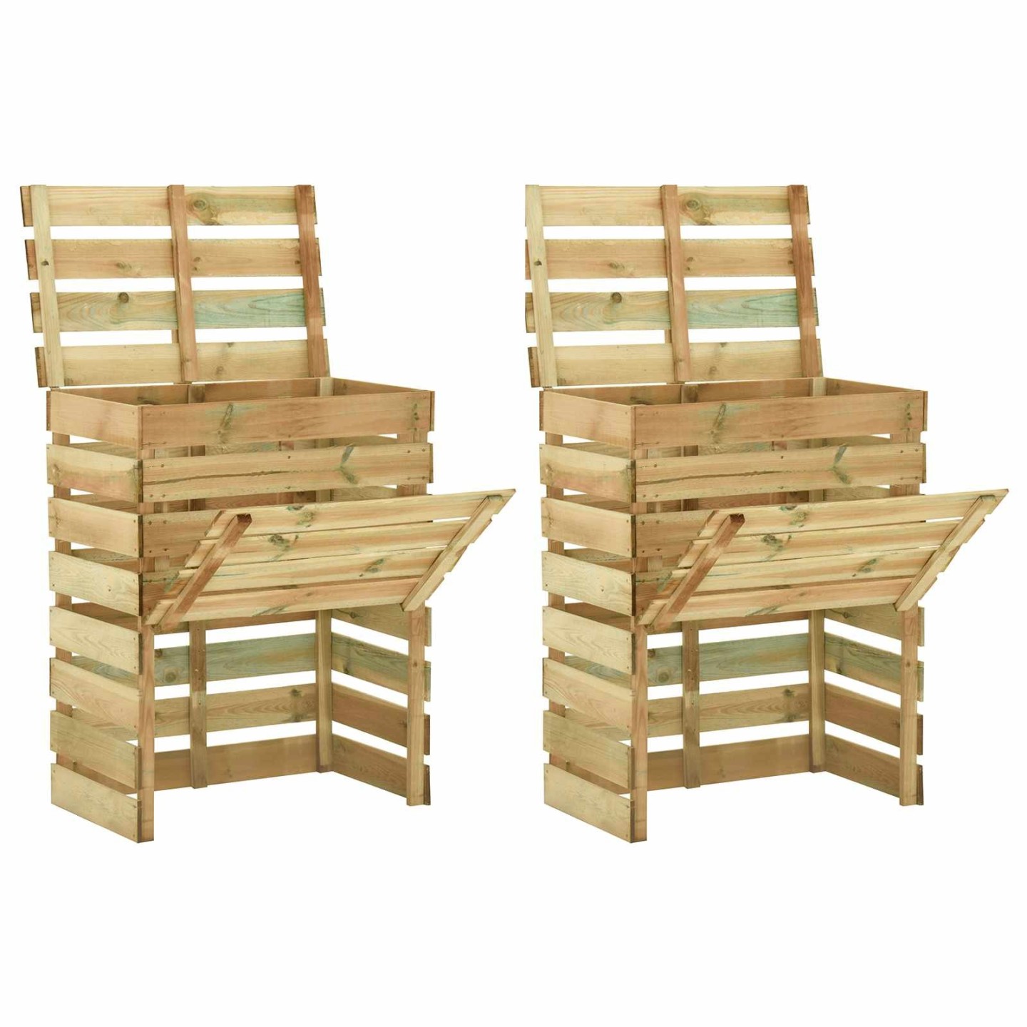 Composteur de jardin à lattes 2 pcs Vert 110 x 58 x 113 cm