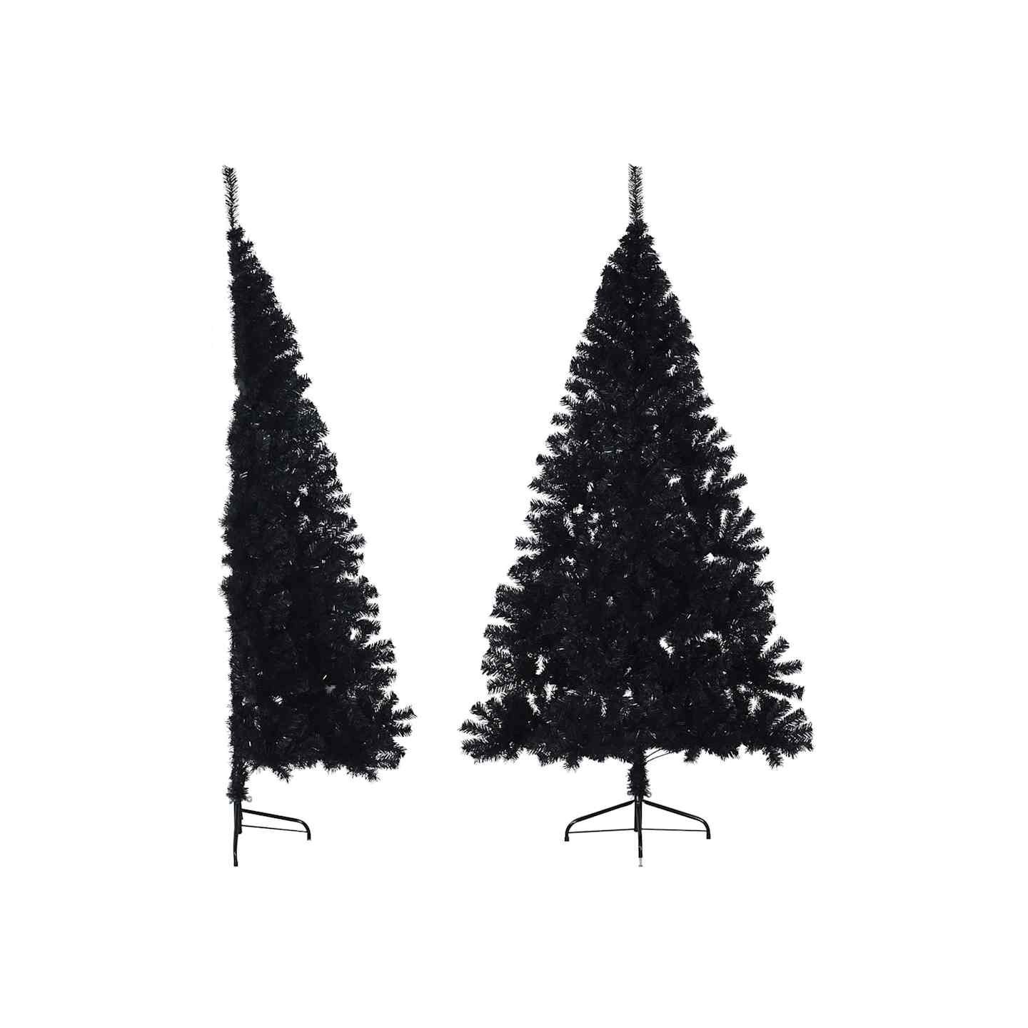 Demi sapin de Noël artificiel avec support Noir 240 cm PVC