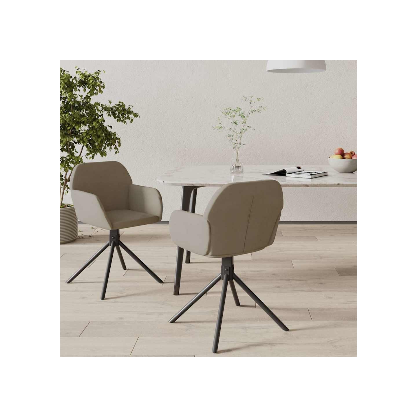 Chaises pivotantes à manger lot de 2 Gris clair Velours