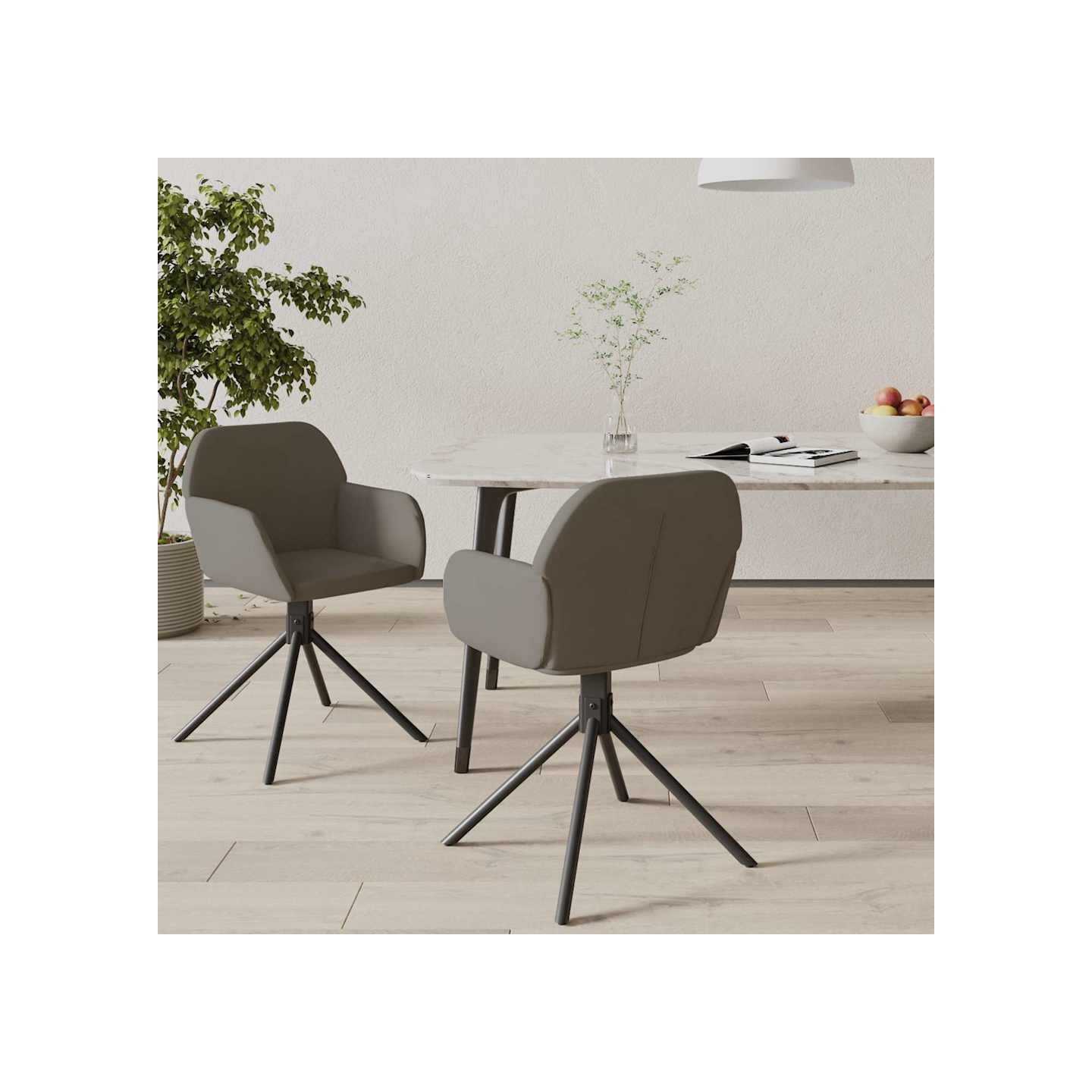 Chaises pivotantes à manger lot de 2 Gris foncé Velours