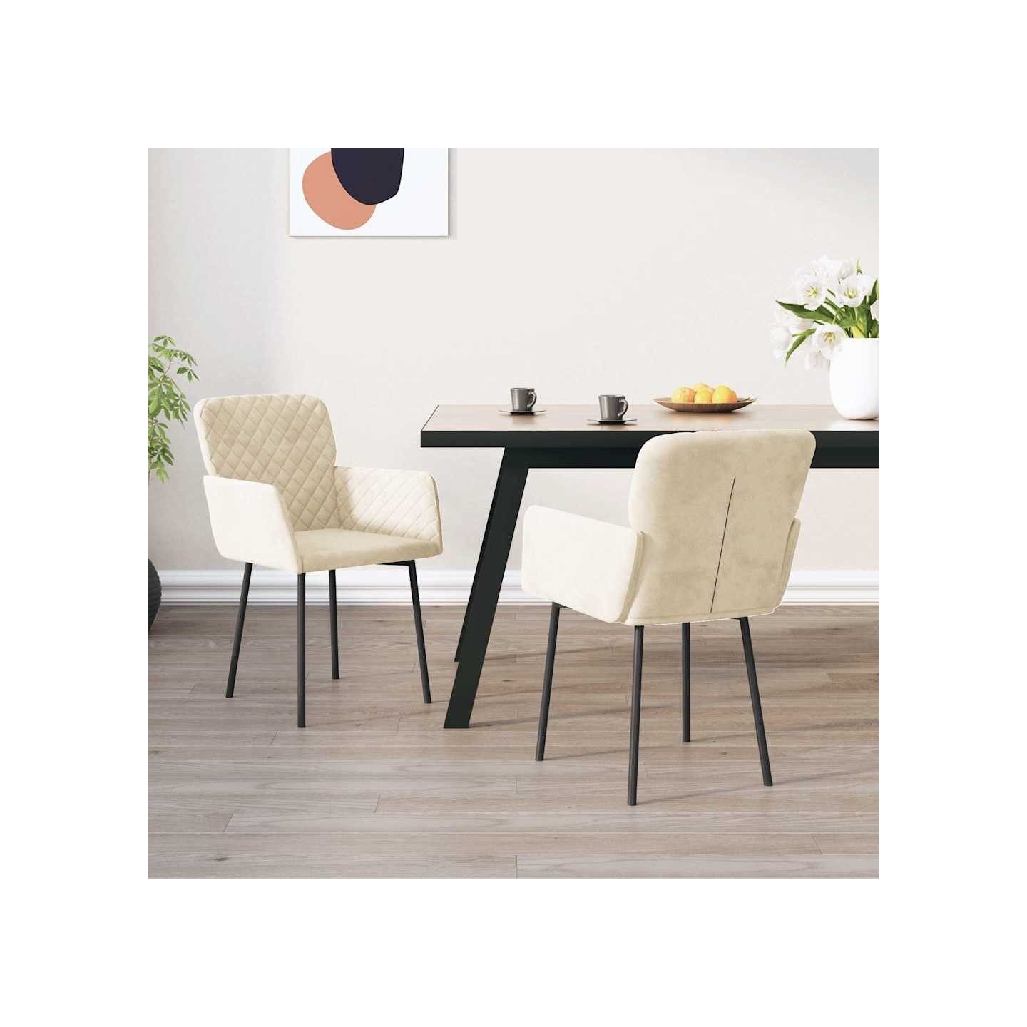Chaises à manger lot de 2 Crème Velours