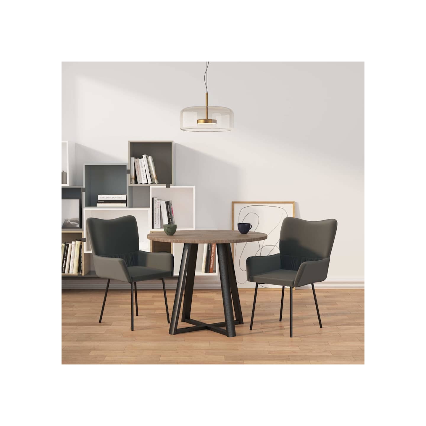 Chaises à manger lot de 2 Gris foncé Velours