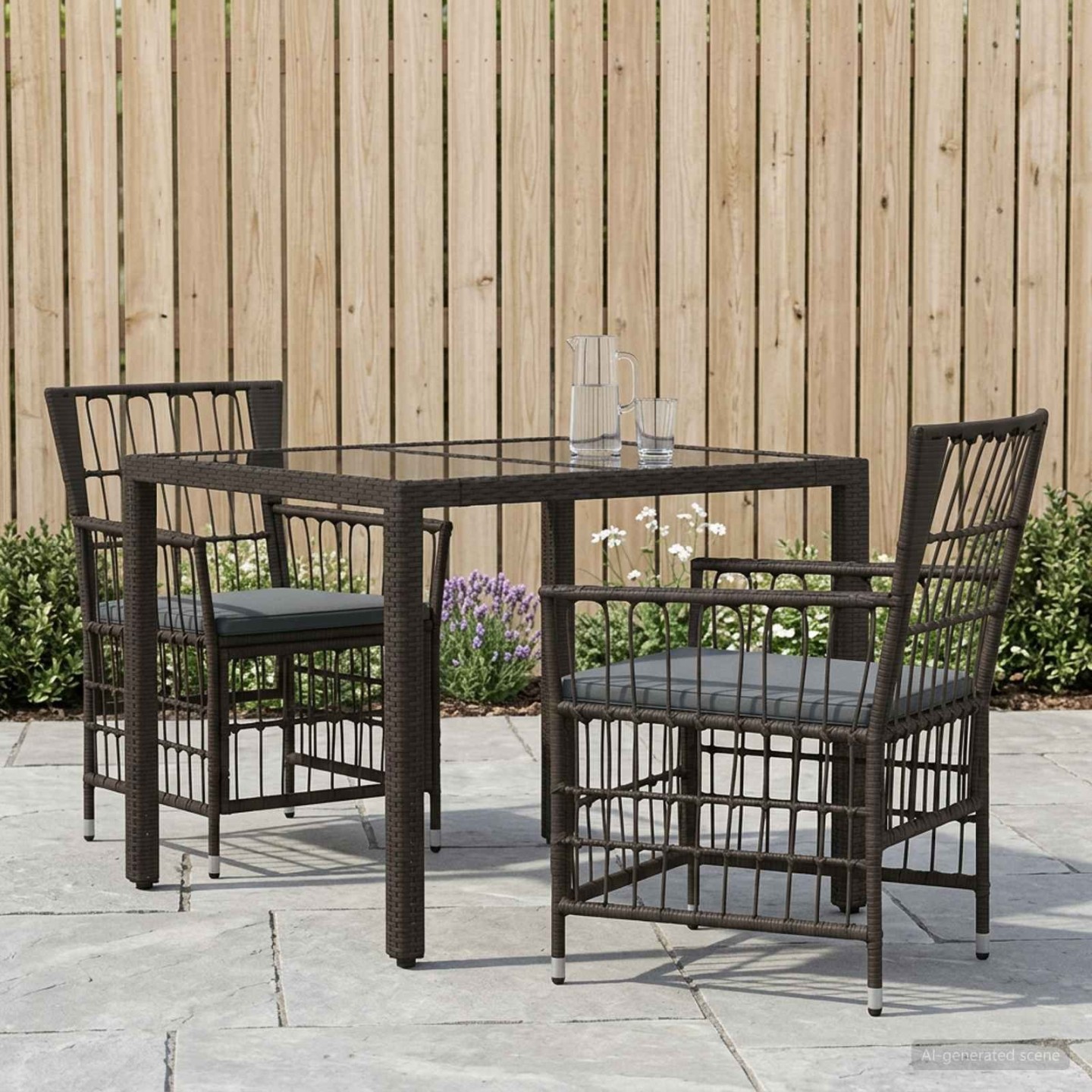 Ensemble de repas extérieur 3 pc Noir polyrotin