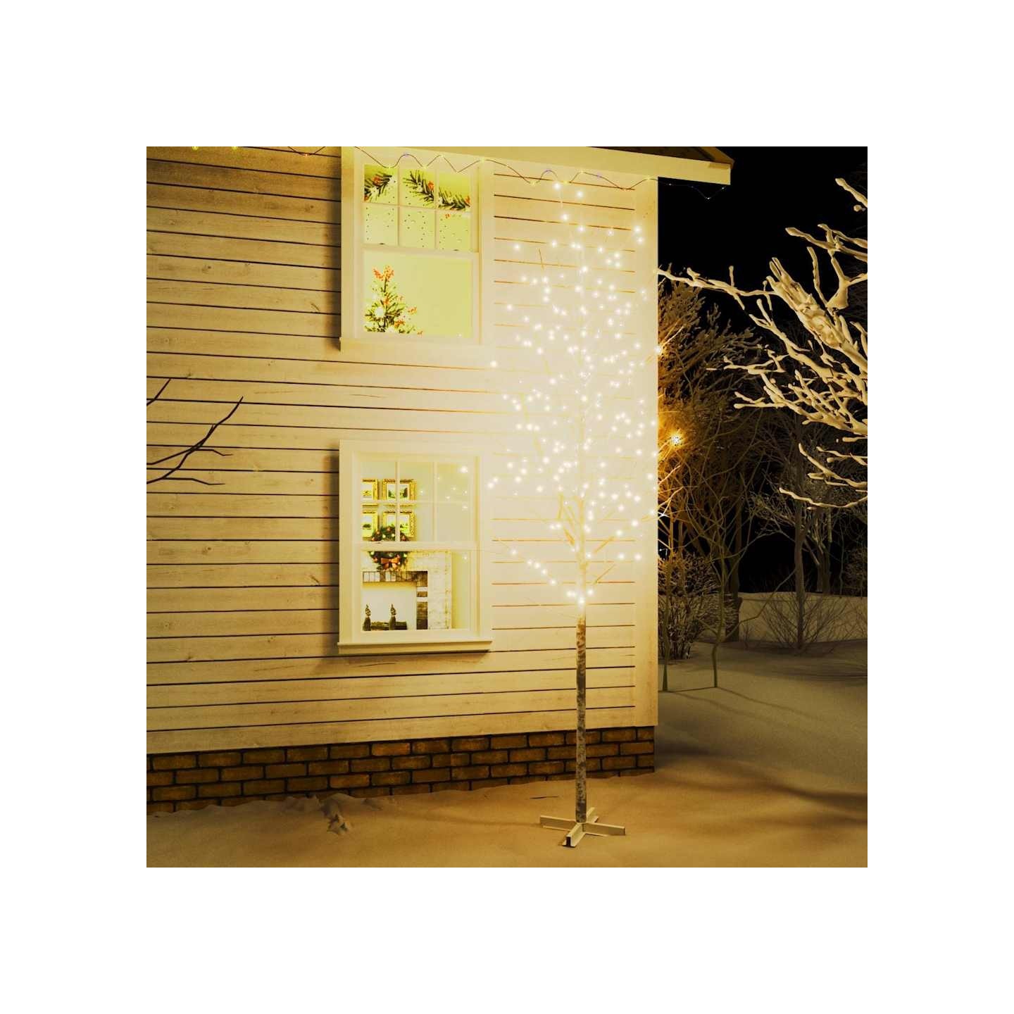 Bouleau blanc à LED 672 LED Blanc chaud 400 cm