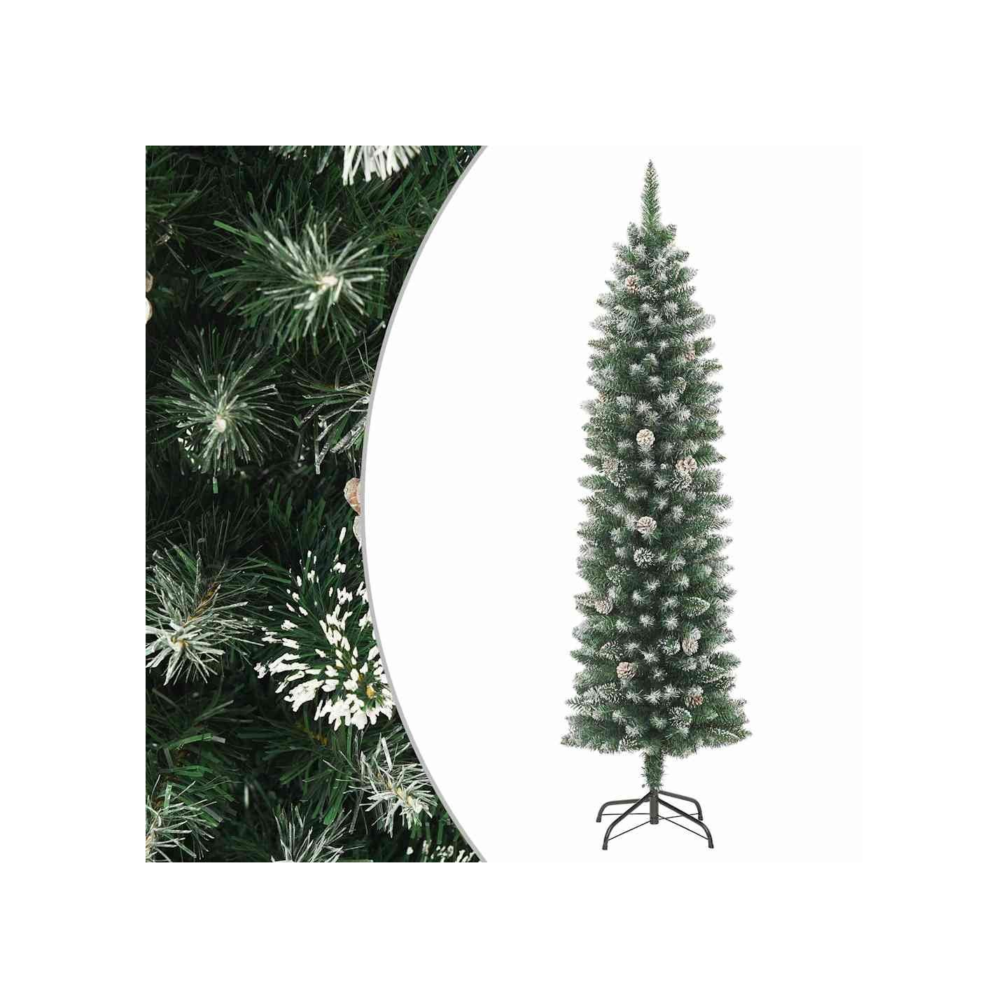 Sapin de Noël artificiel mince avec support 210 cm PVC