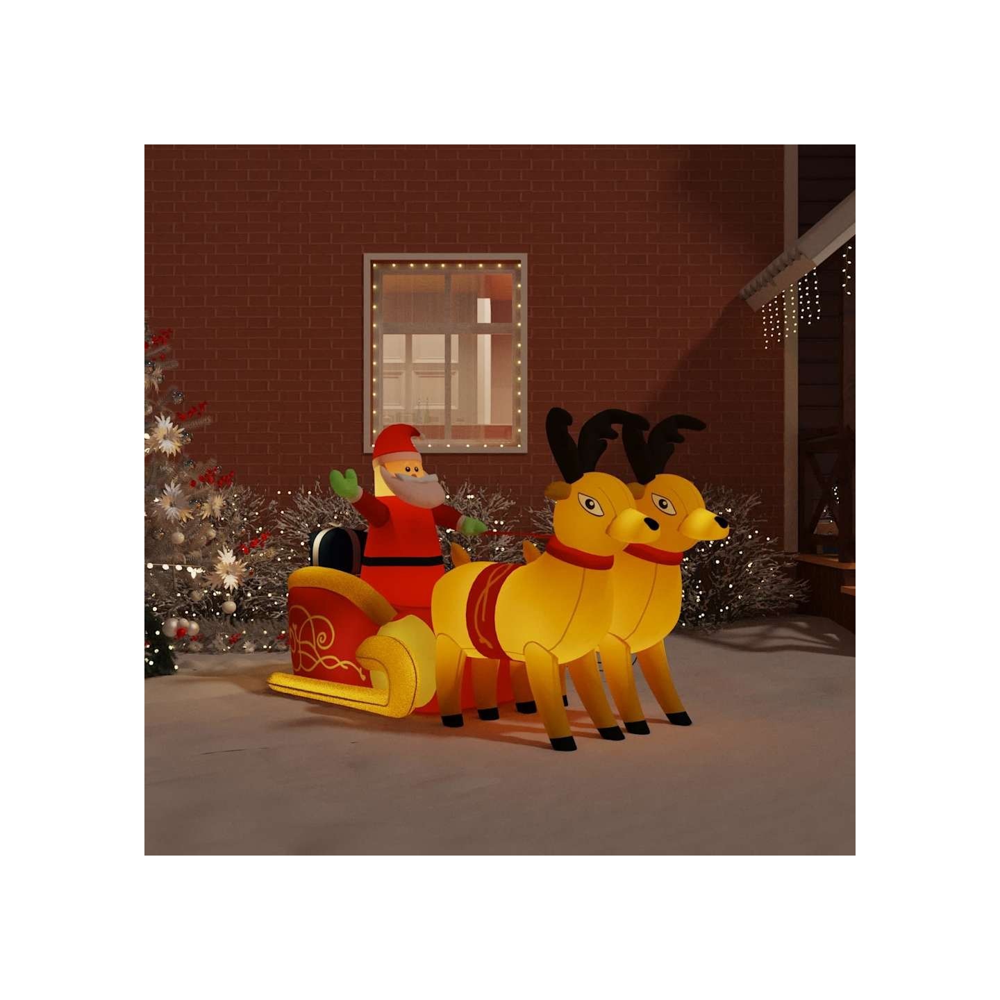 Décoration gonflable de Père Noël et renne à LED 130 cm