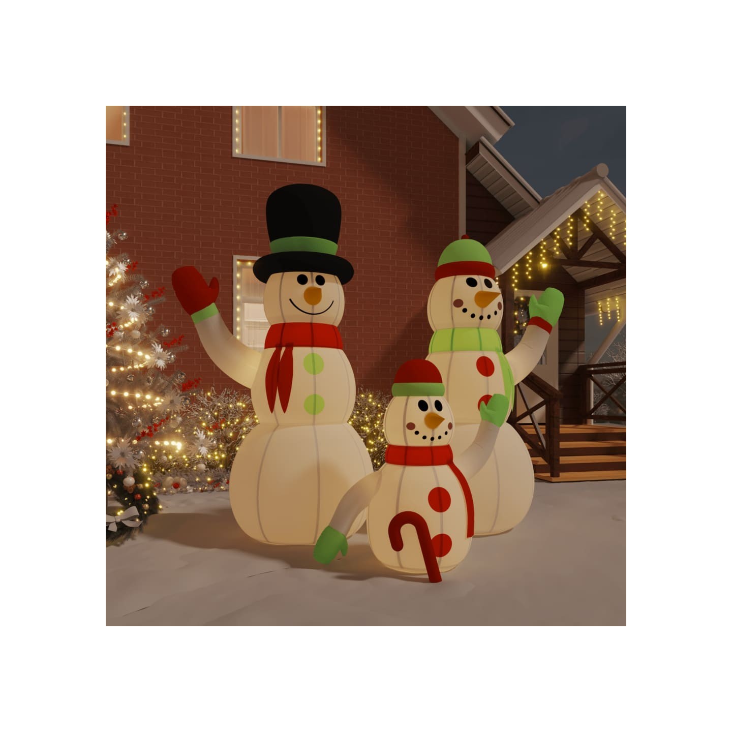 Famille de bonhommes de neige gonflable avec LED 360 cm