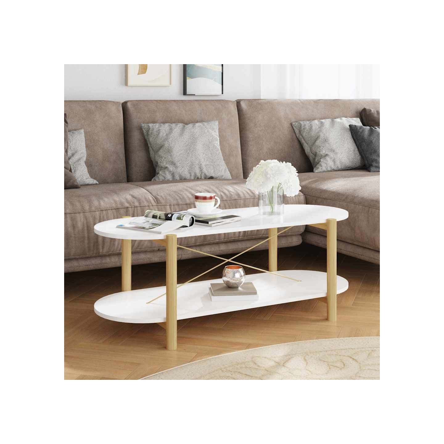 Table basse Blanc 110x48x40 cm Bois d'ingénierie