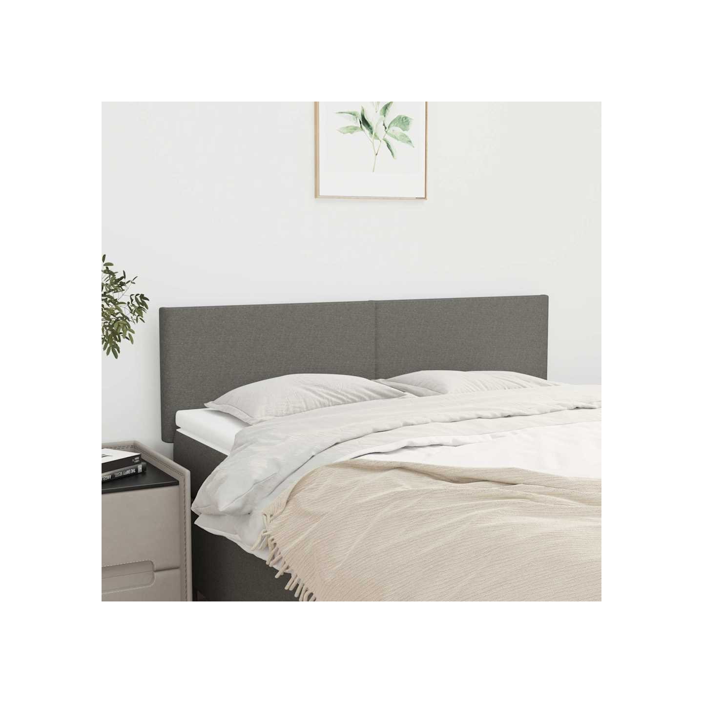 Têtes de lit Gris foncé 144x5x78/88 cm Tissu