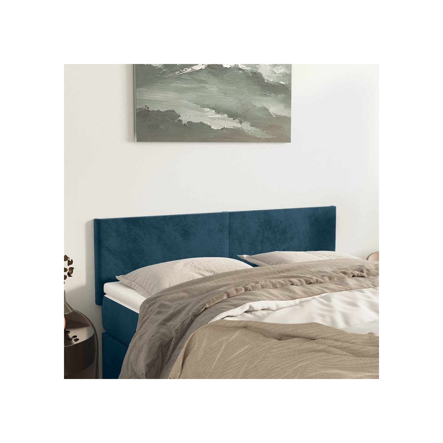 Têtes de lit Bleu foncé 144 x 5 x 78/88 cm Velours
