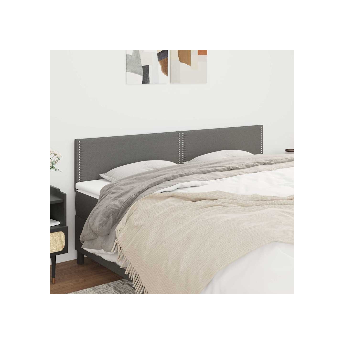 Têtes de lit Gris foncé 200x5x78/88 cm Tissu