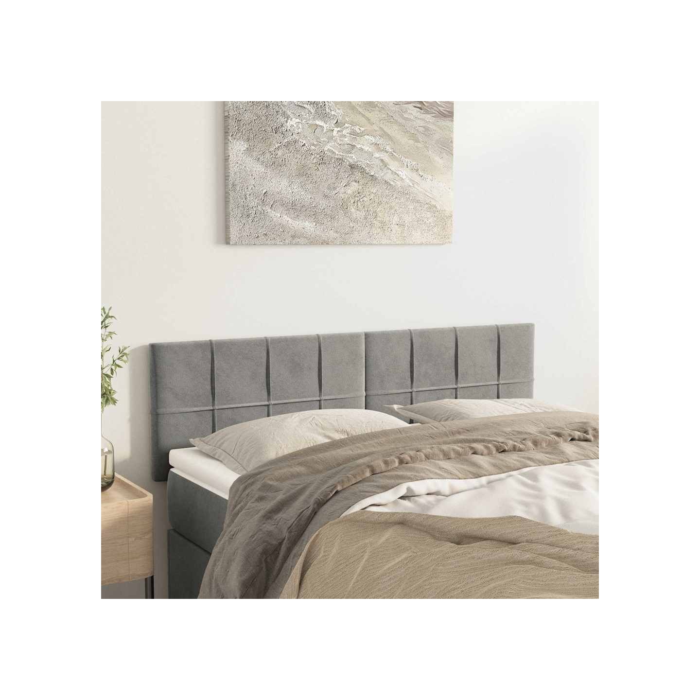 Têtes de lit Gris clair 144x5x78/88 cm Velours
