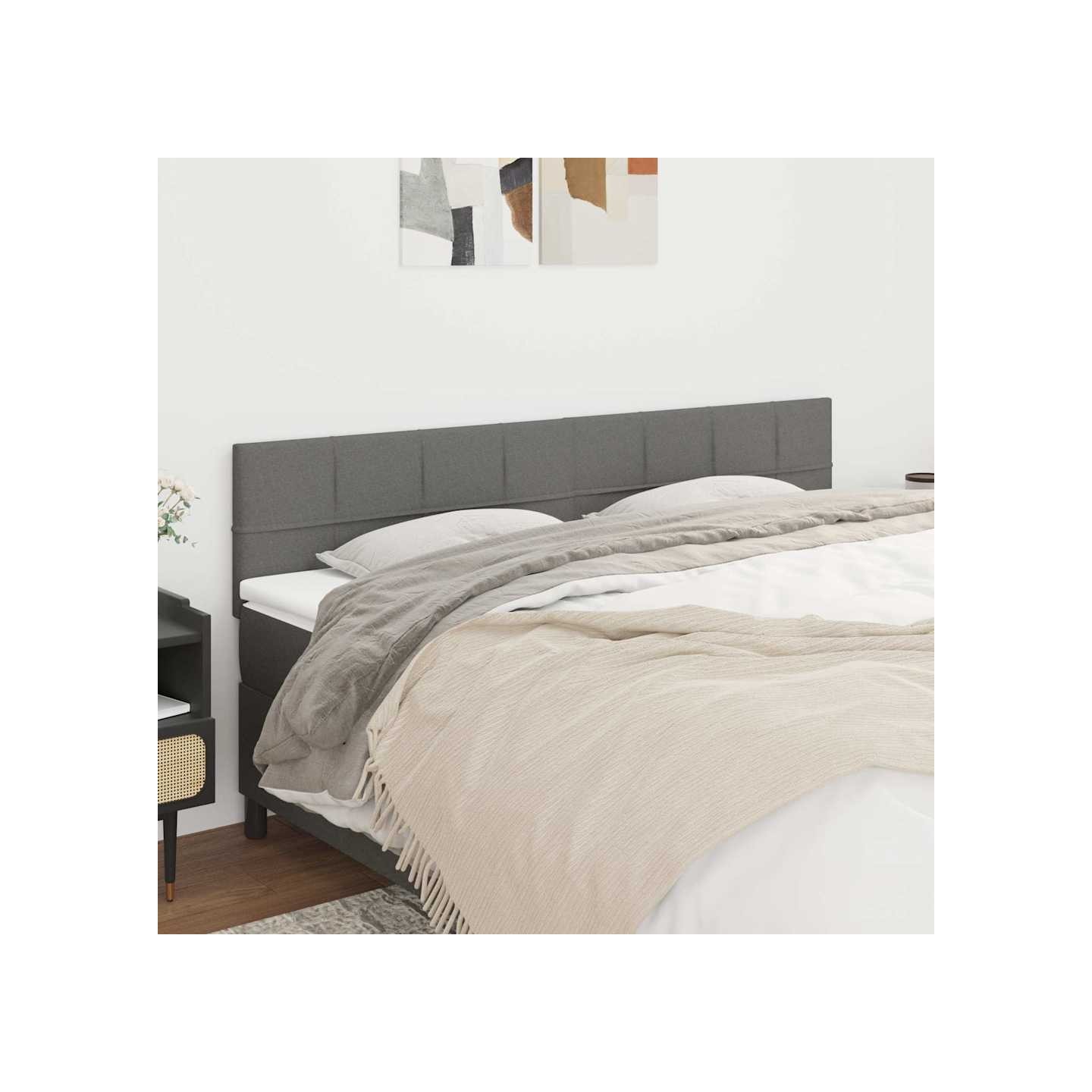 Têtes de lit Gris foncé 160x5x78/88 cm Tissu