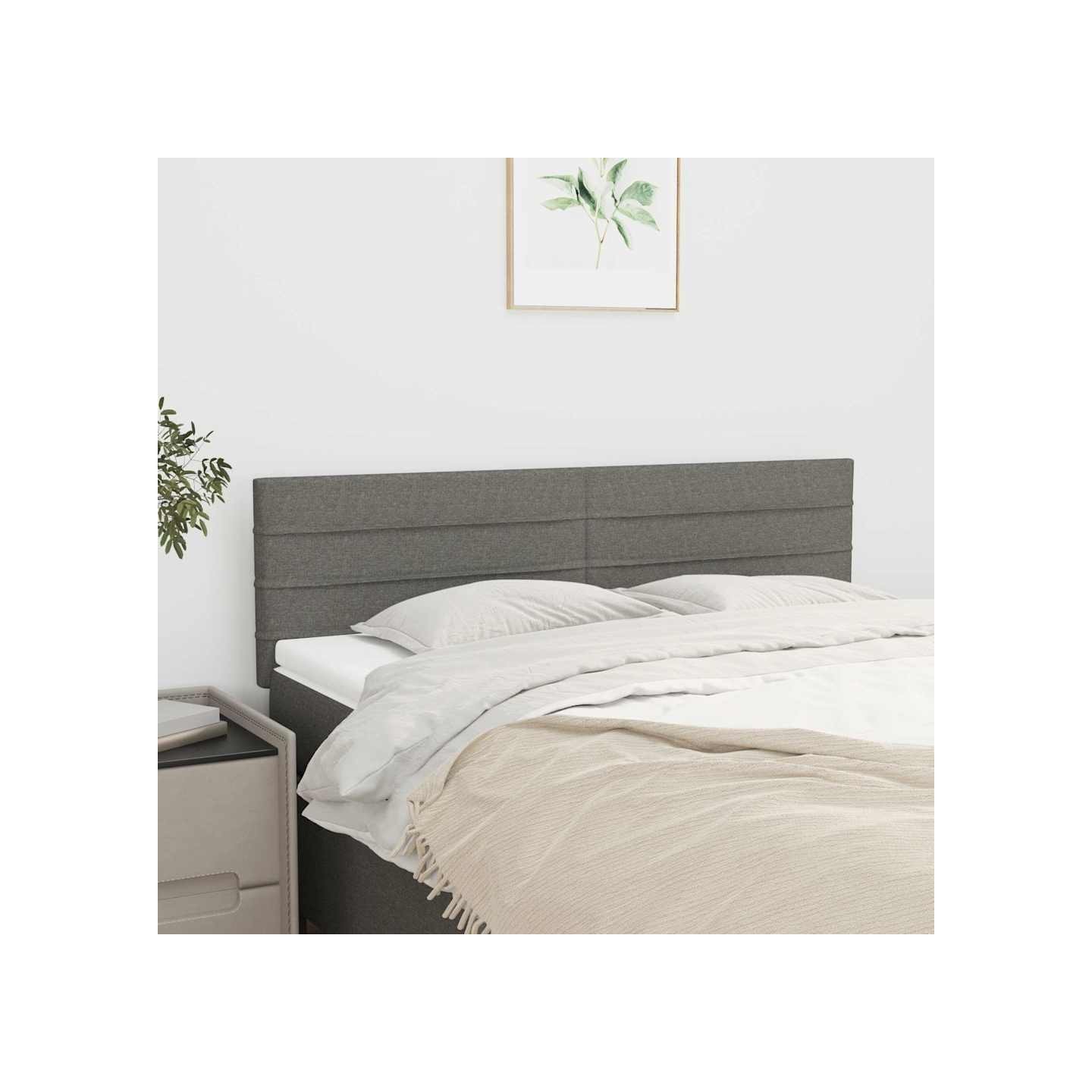 Têtes de lit Gris foncé 144x5x78/88 cm Tissu