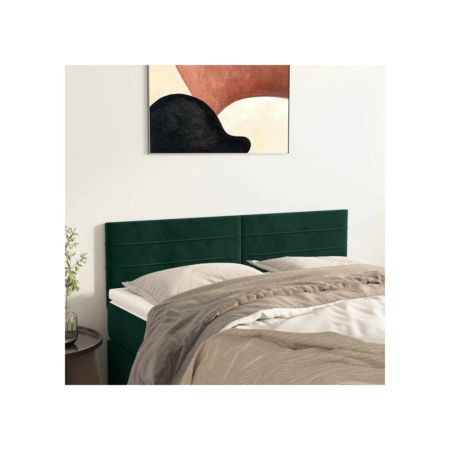 Têtes de lit Vert foncé 144x5x78/88 cm Velours