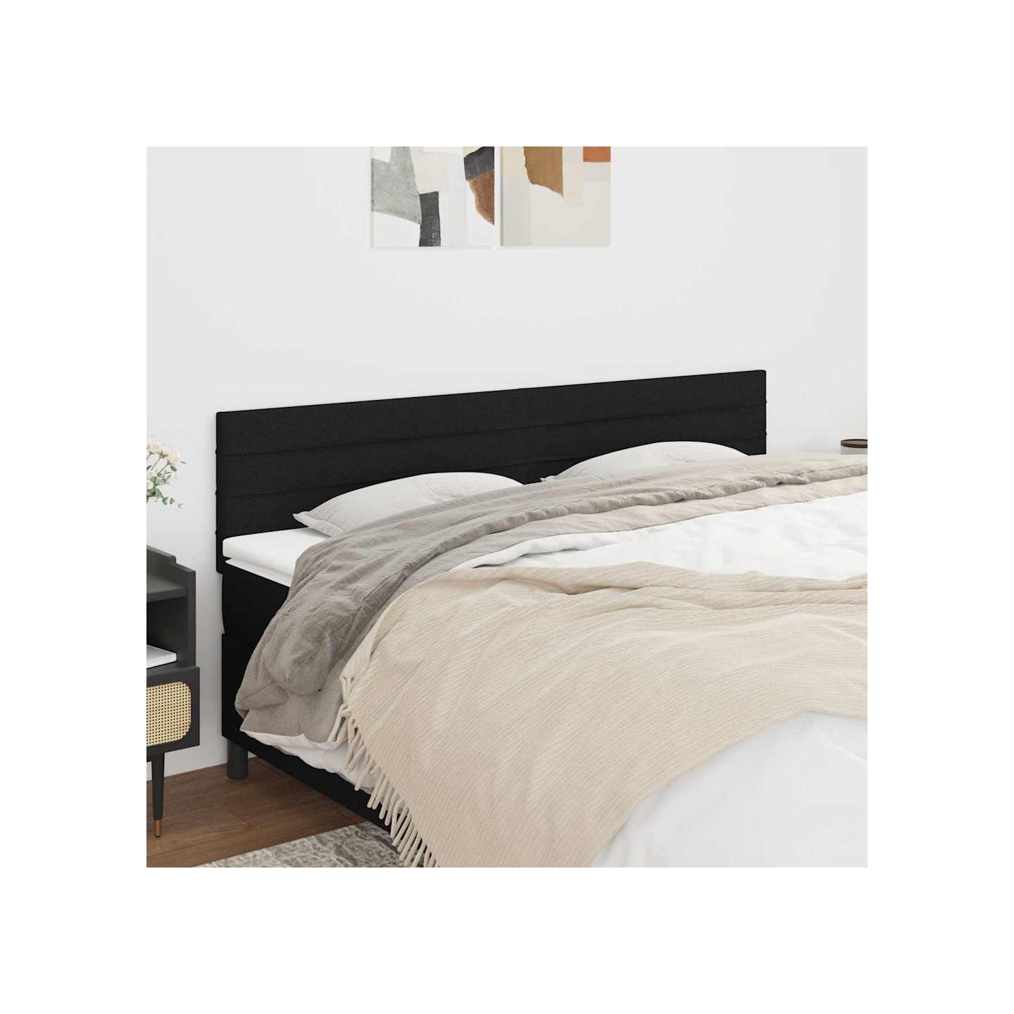 Têtes de lit Noir 160x5x78/88 cm Tissu