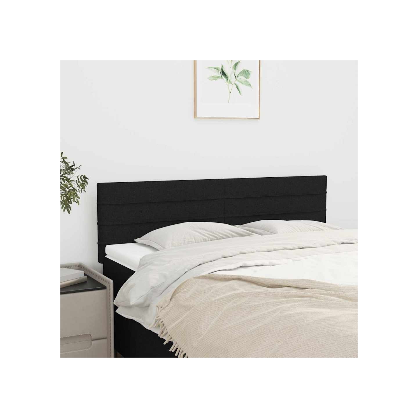 Têtes de lit Noir 144 x 5 x 78/88 cm Tissu