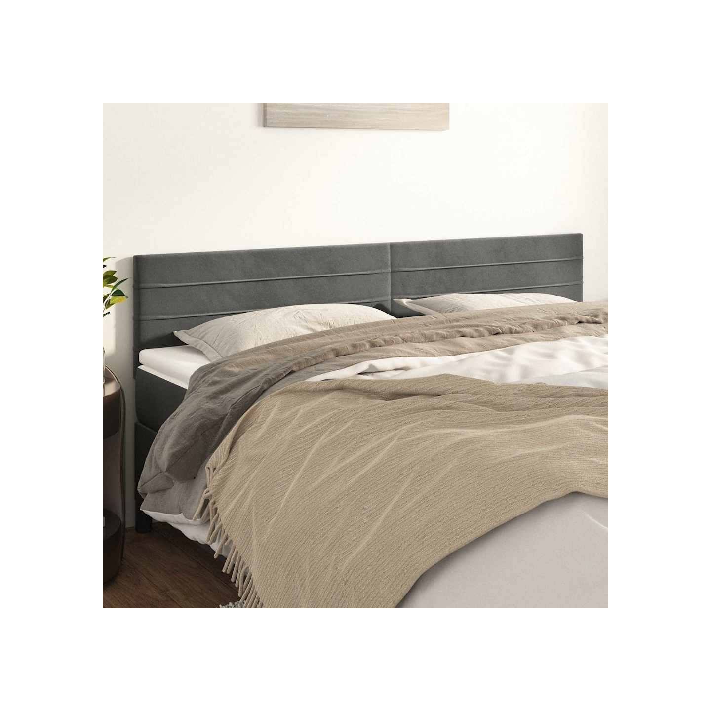 Têtes de lit Gris foncé 180x5x78/88 cm Velours