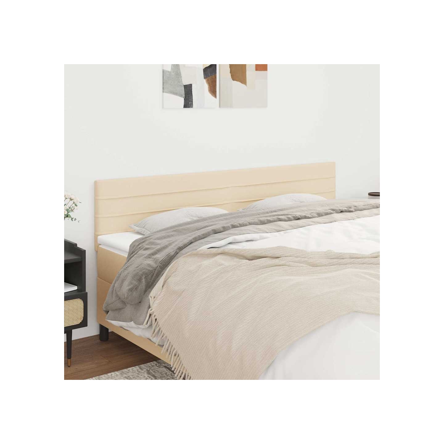 Têtes de lit Crème 200x5x78/88 cm Tissu