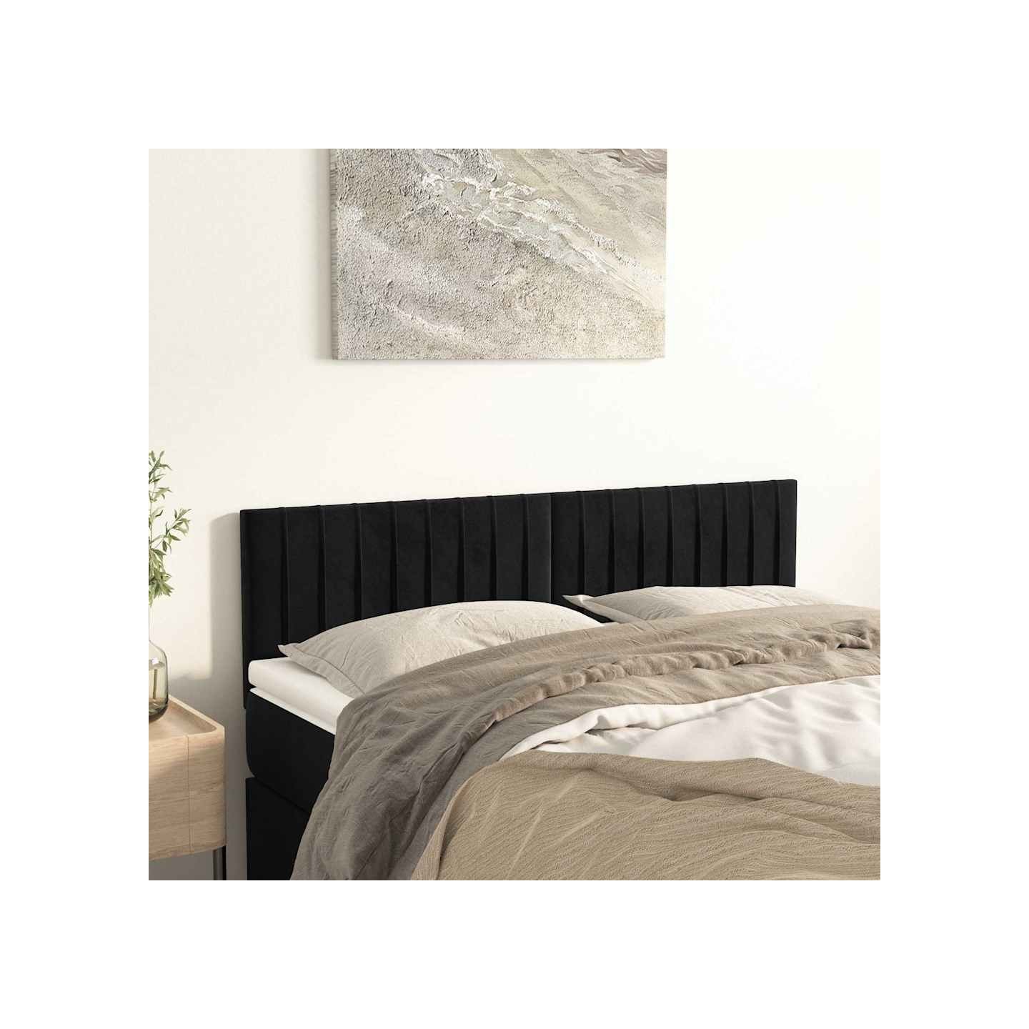 Têtes de lit Noir 144 x 5 x 78/88 cm Velours