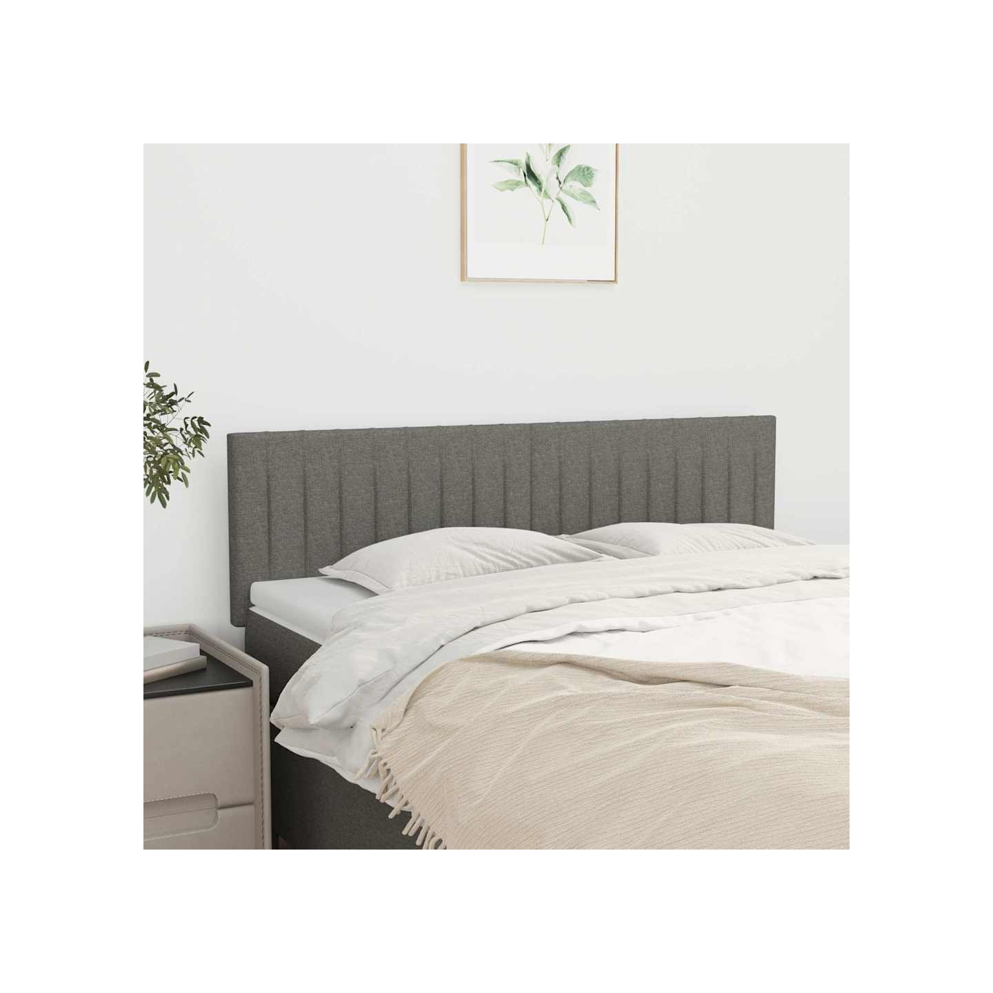 Têtes de lit Gris foncé 144x5x78/88 cm Tissu