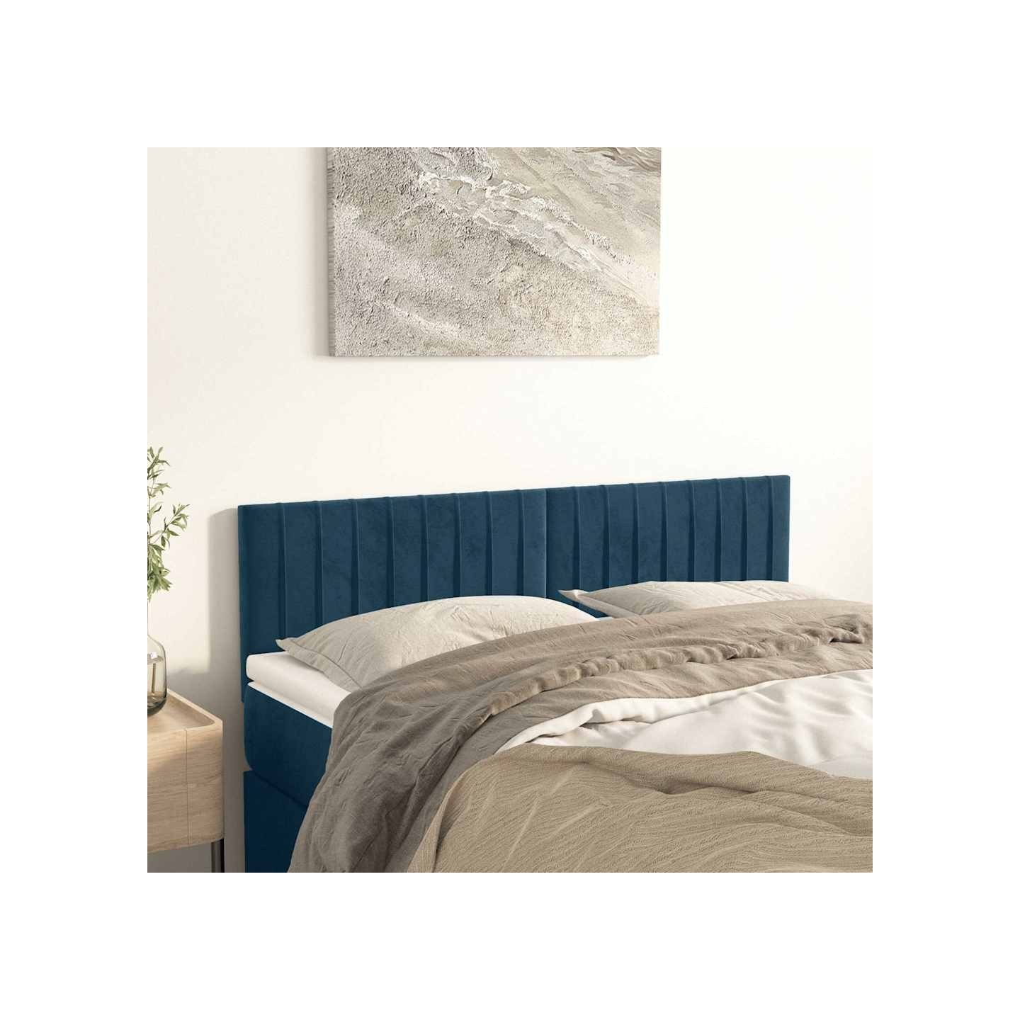 Têtes de lit Bleu foncé 144 x 5 x 78/88 cm Velours