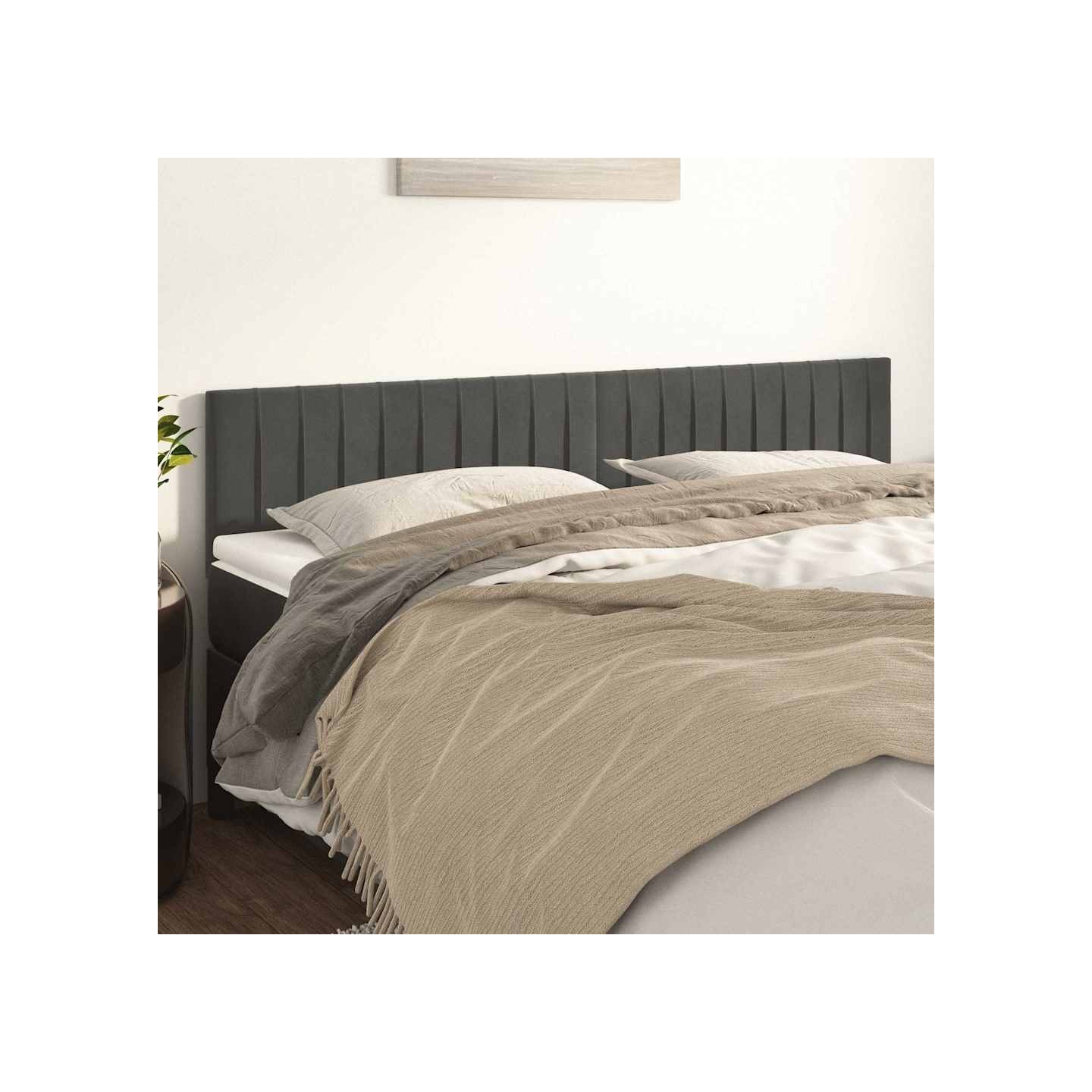 Têtes de lit Gris foncé 200x5x78/88 cm Velours