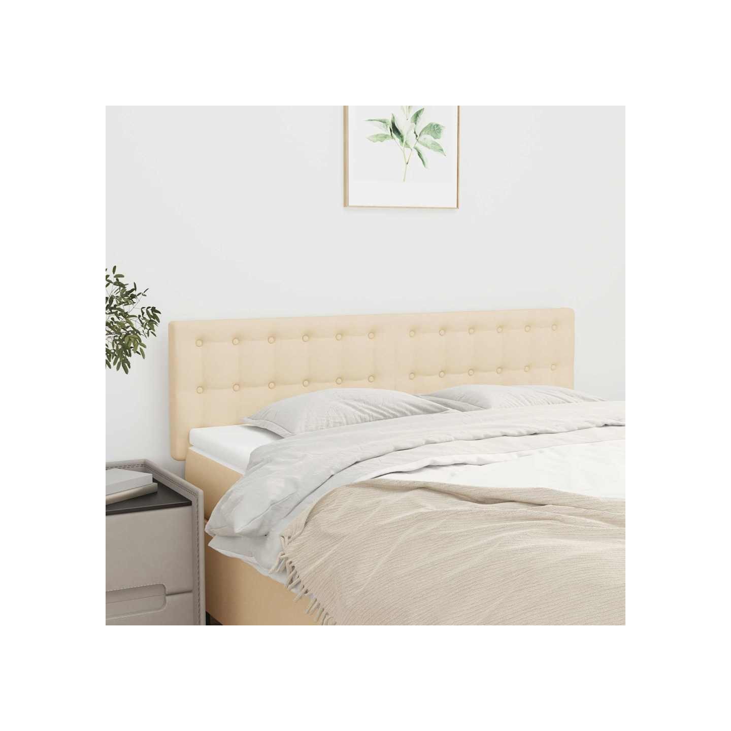 Têtes de lit Crème 144x5x78/88 cm Tissu