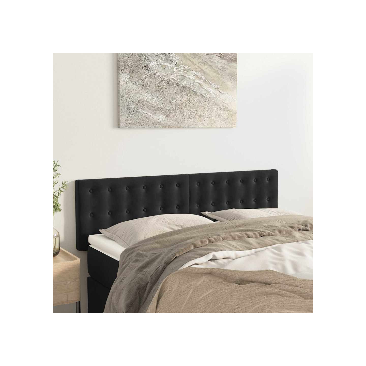 Têtes de lit Noir 144 x 5 x 78/88 cm Velours