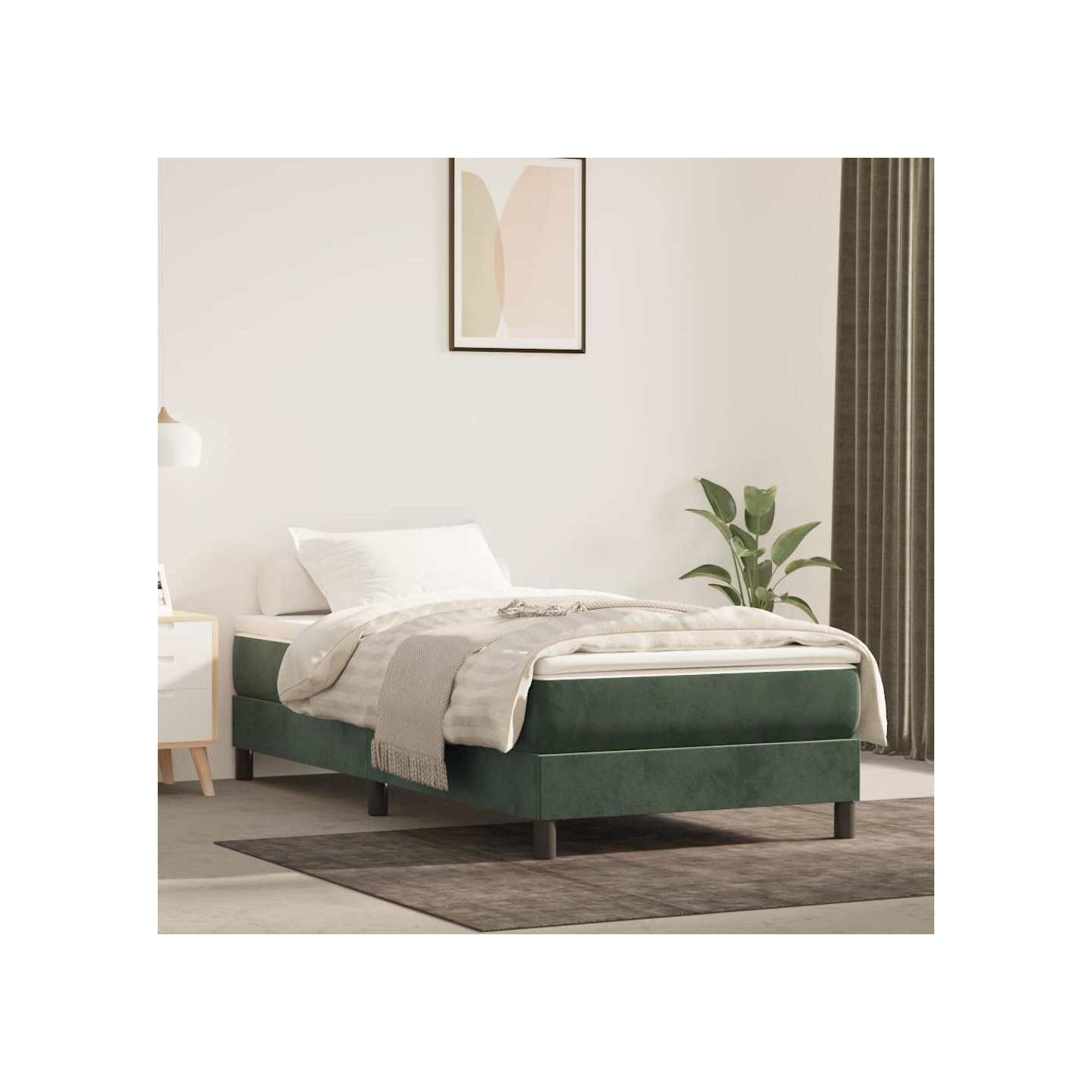 Matelas à ressorts ensachés mi-ferme Vert foncé 100x200x20 cm