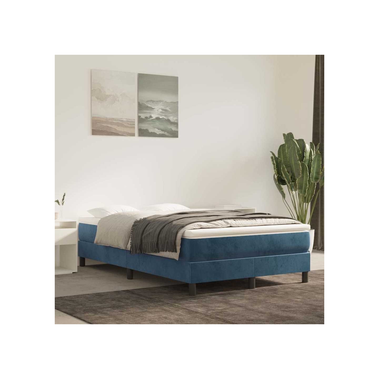 Matelas à ressorts ensachés mi-ferme Bleu foncé 120x200x20 cm