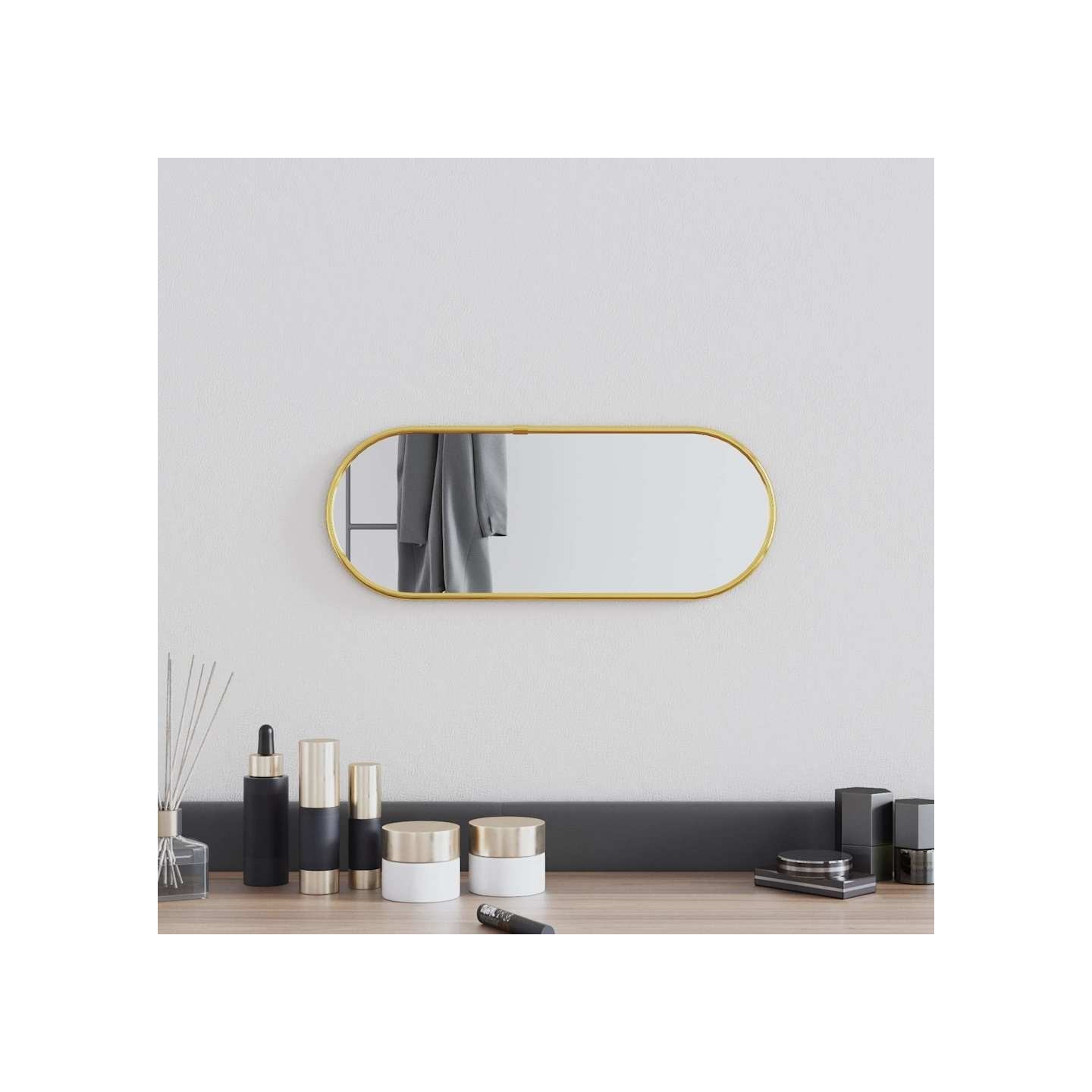 Miroir mural Doré 40x15 cm Ovale