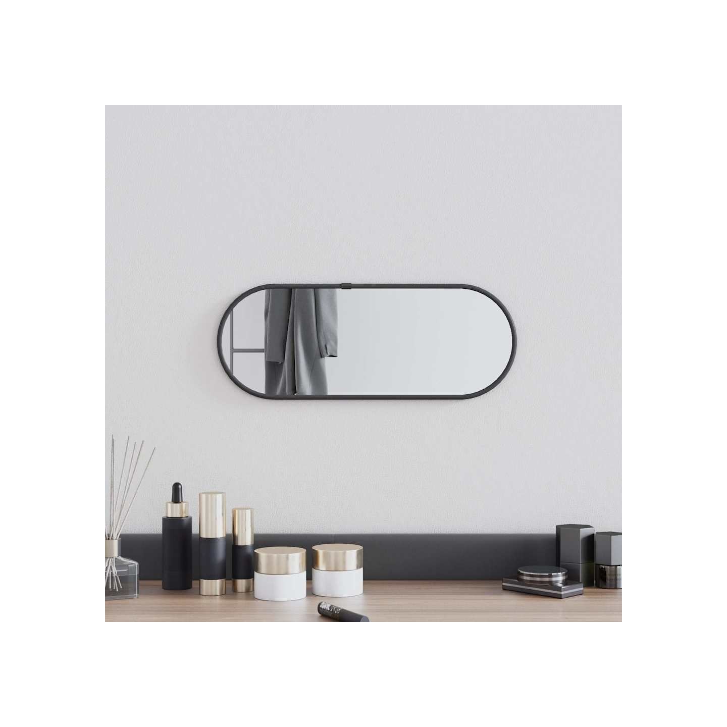 Miroir mural Noir 40x15 cm Ovale